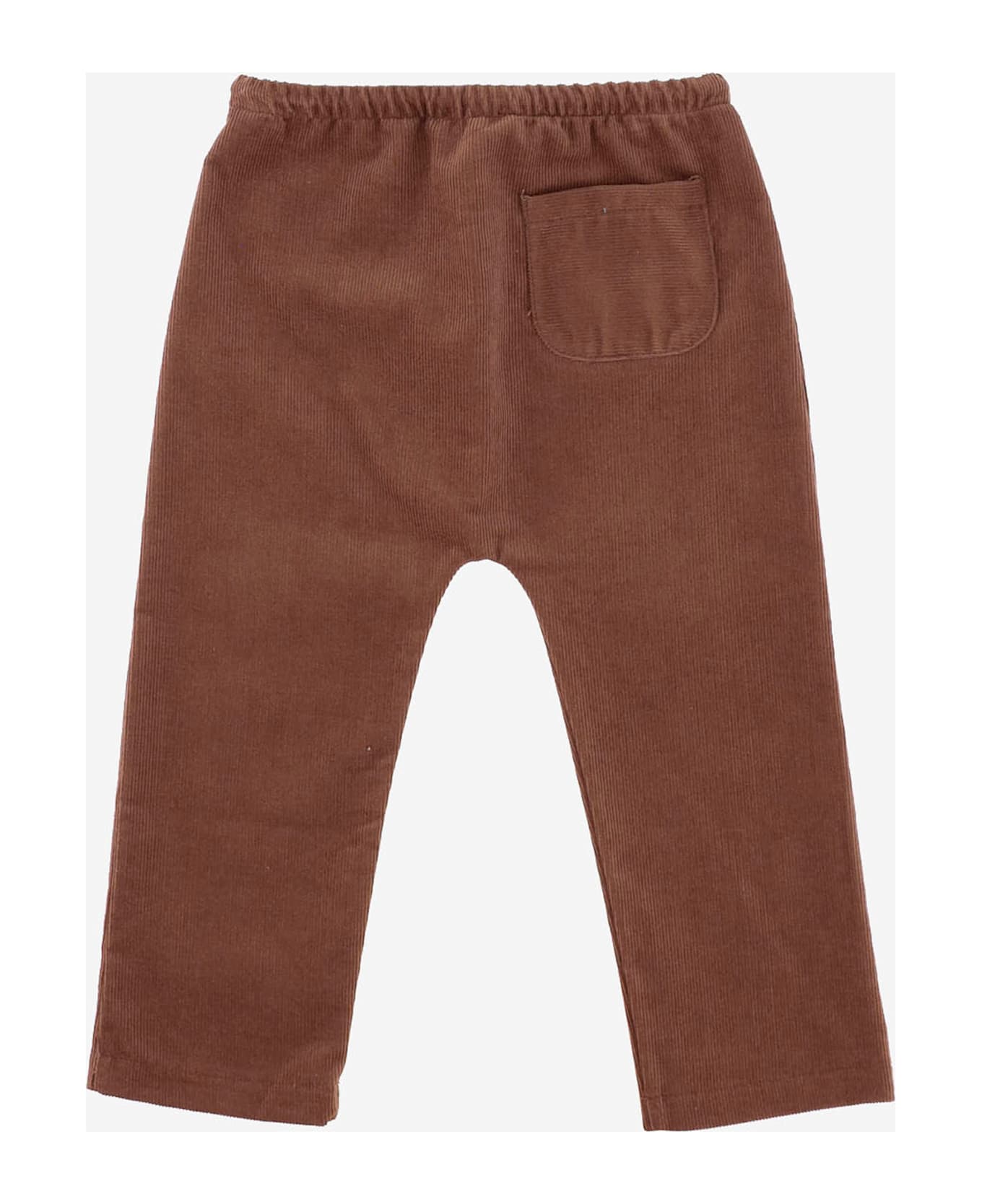Nicoletta Fanna Cotton Ribbed Trousers - Brown