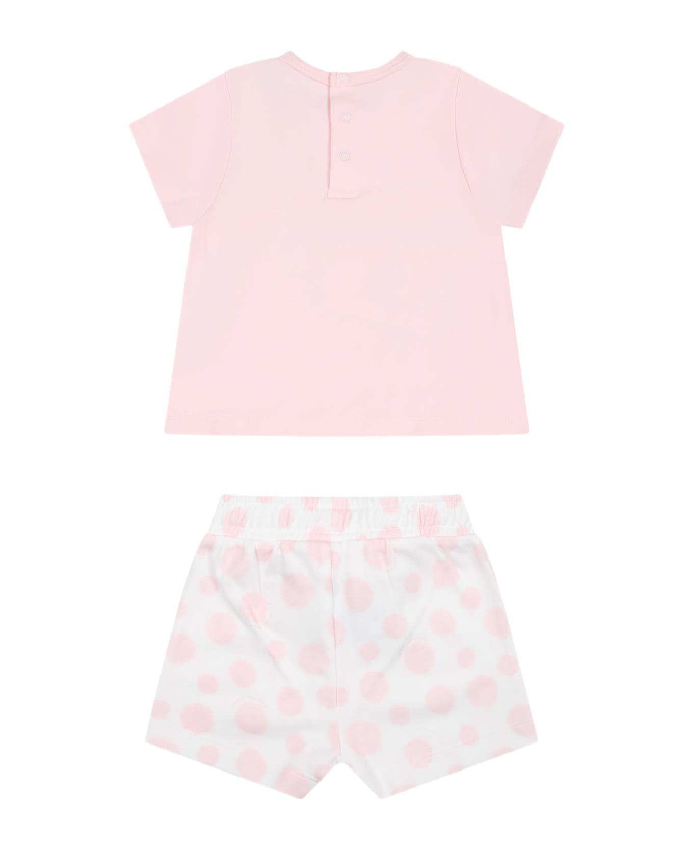 Little Marc Jacobs Pink Suit For Baby Girl With Print And Logo - Pink ボトムス