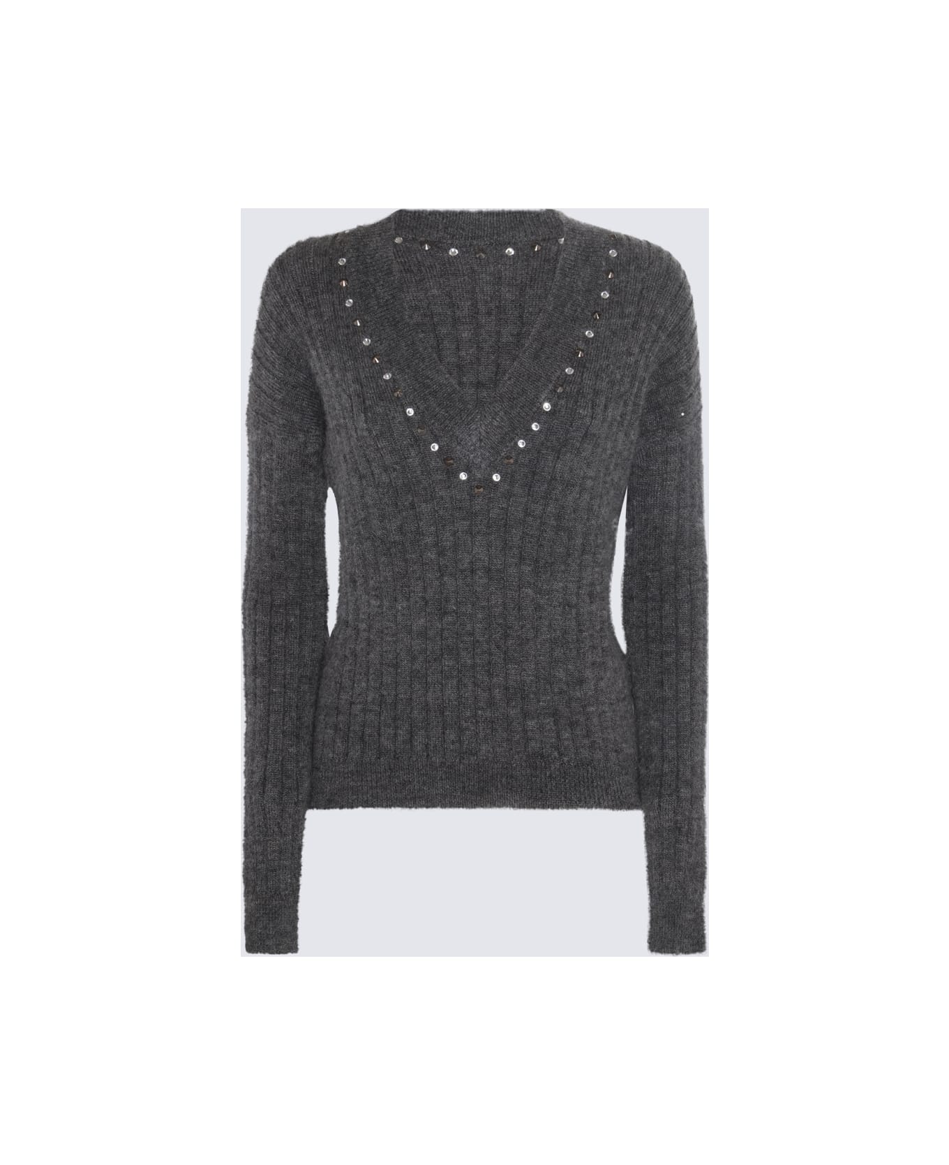 Alessandra Rich Grey Wool Blend Jumper - Grey ニットウェア