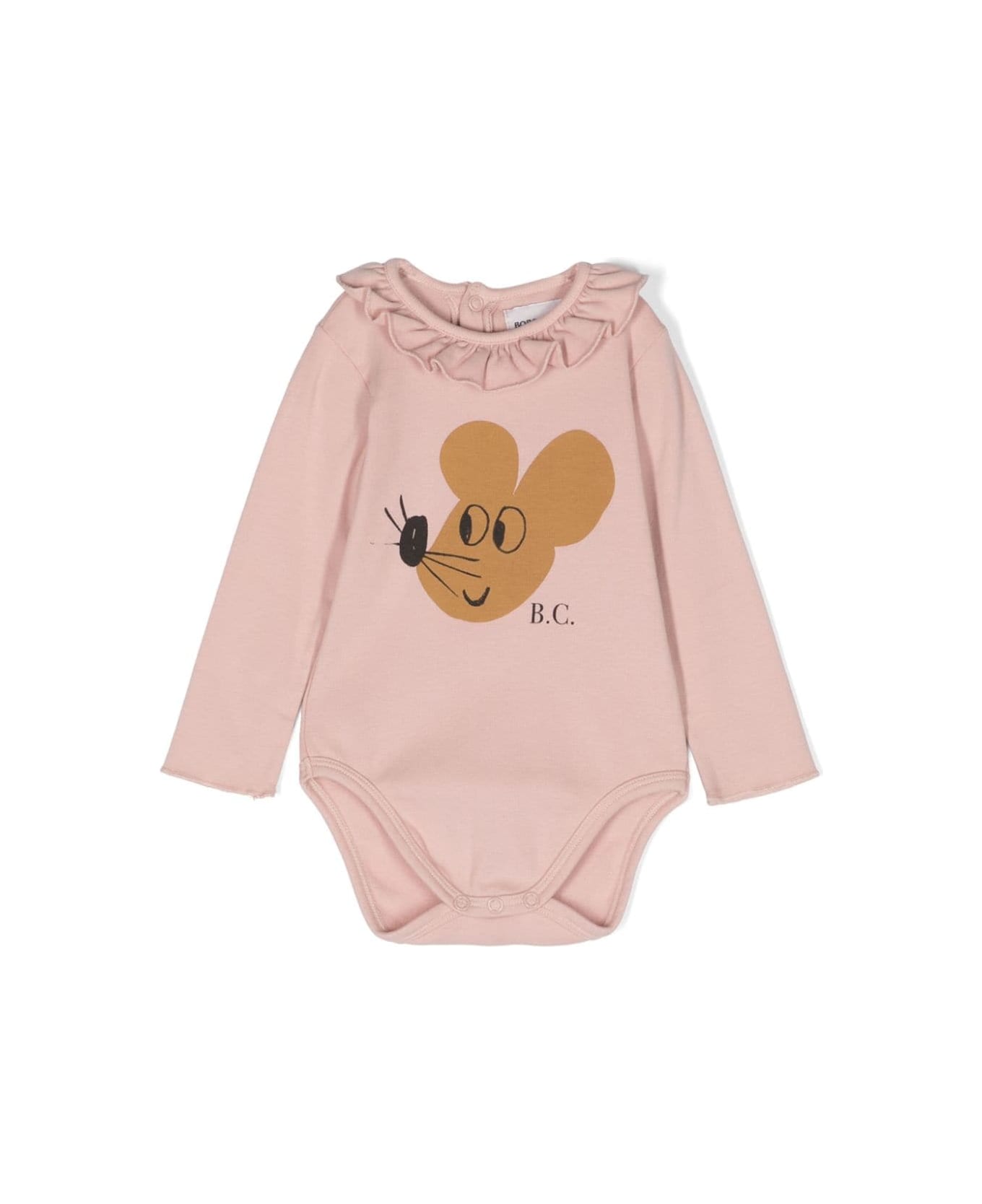 Bobo Choses Baby Mouse Ruffle Collar Body - Pink ボディスーツ＆セットアップ
