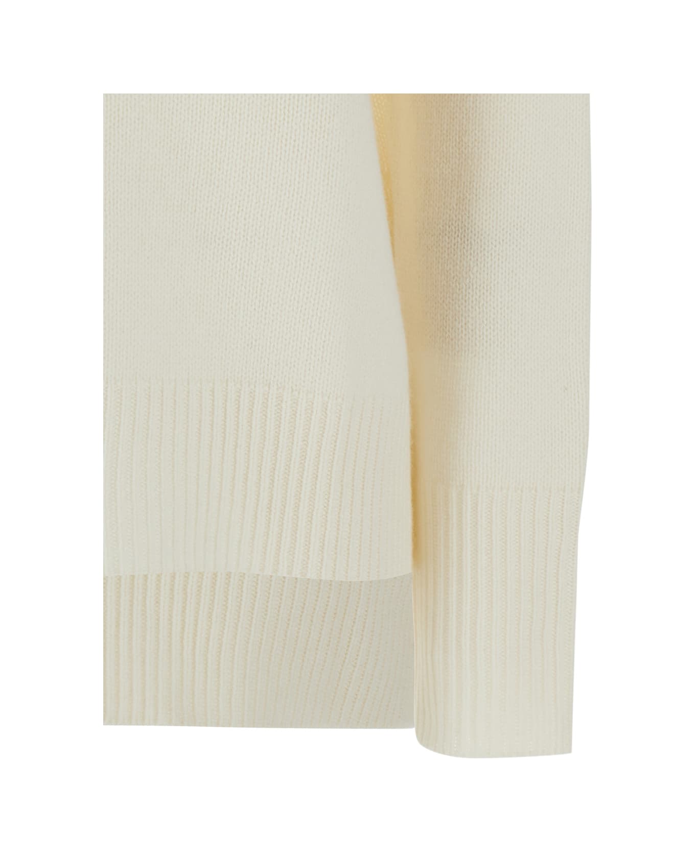 Lisa Yang 'mila' Cream White Sweater With Ribbed Trim In Cashmere Woman - White