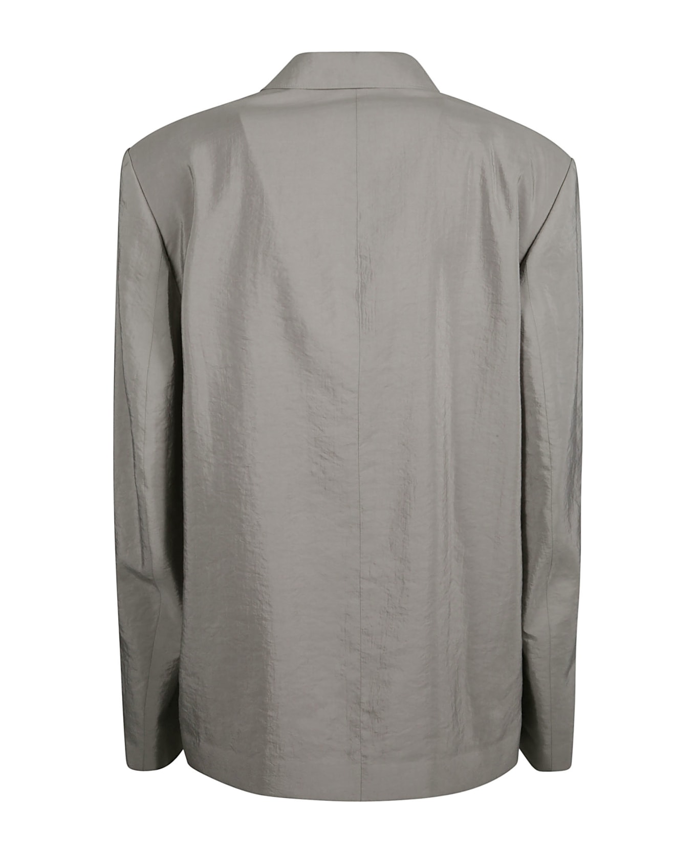 Lemaire Double-breasted Long-sleeved Crinkled Blazer - Grey