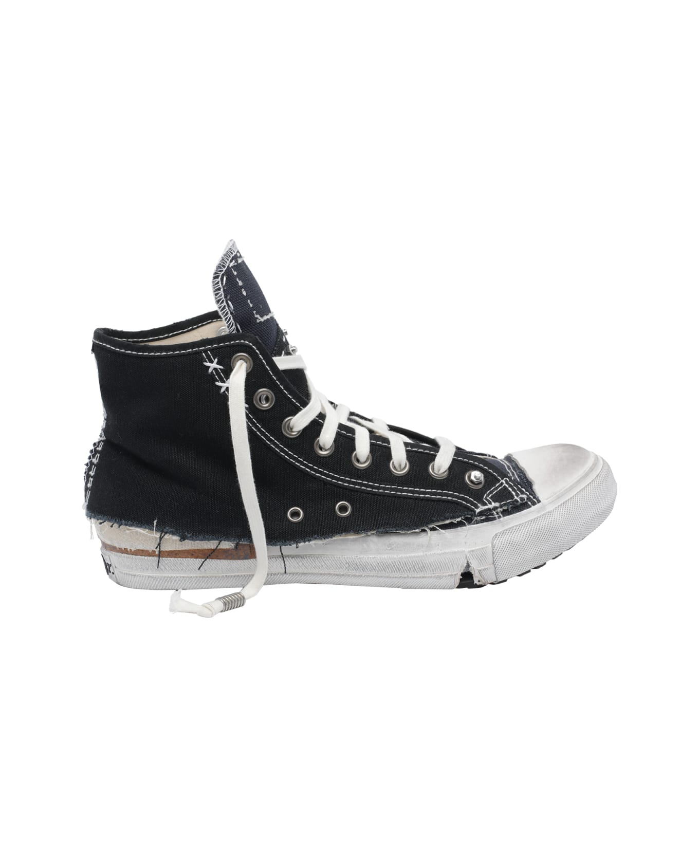 Maison Margiela High Top Sneakers With Destructured Detail - Black