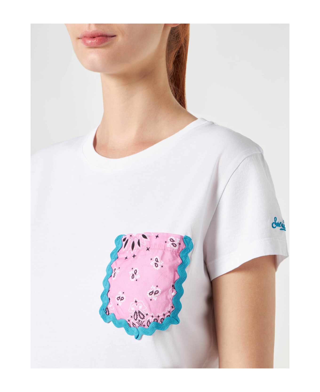 MC2 Saint Barth Woman Cotton T-shirt With Pocket - PINK