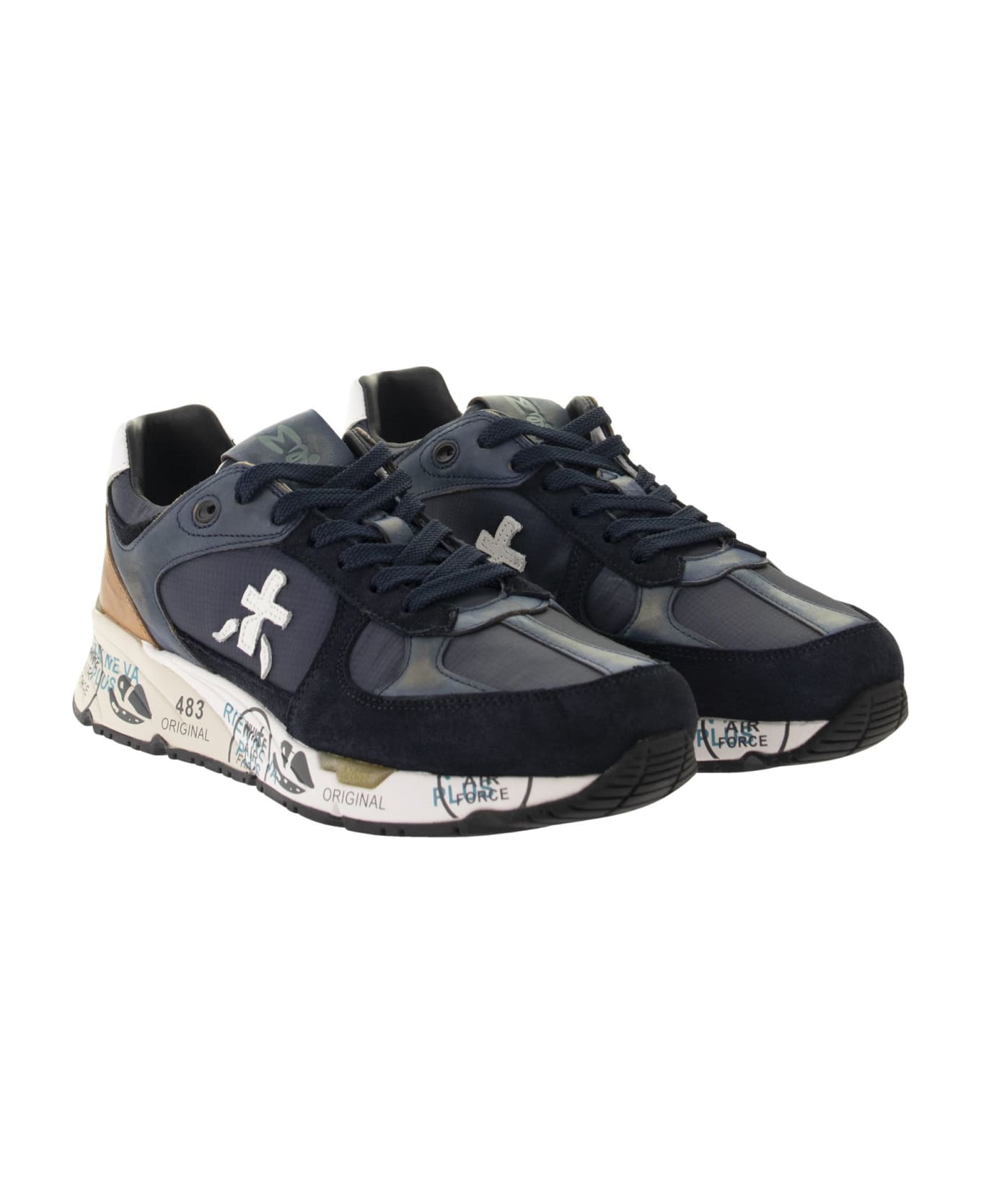 Premiata Mase Patched Low-top Sneakers - Blue
