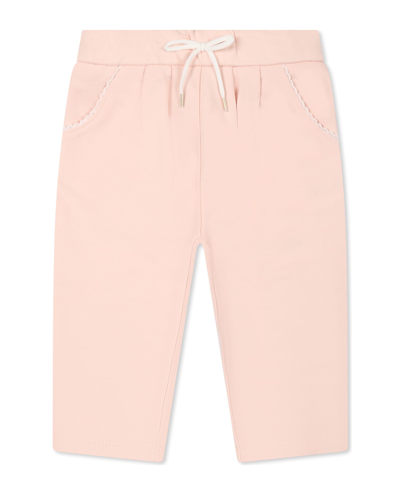 Chloé Pink Trousers For Baby Girl Wtih Logo - Pink
