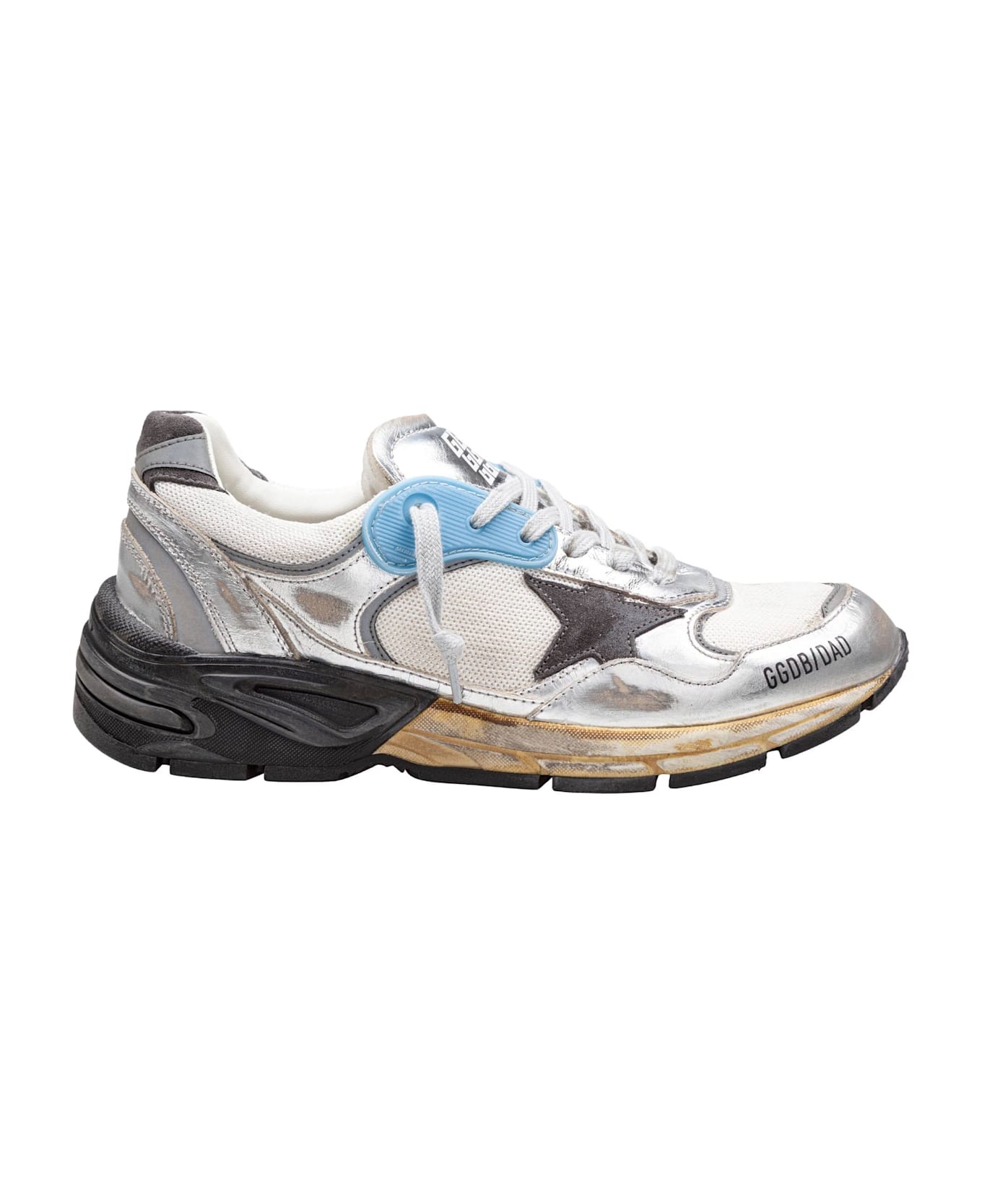 Golden Goose Dad-star Sneakers In Mesh And Laminated Leather Color Grey And Blackrunning - Multi