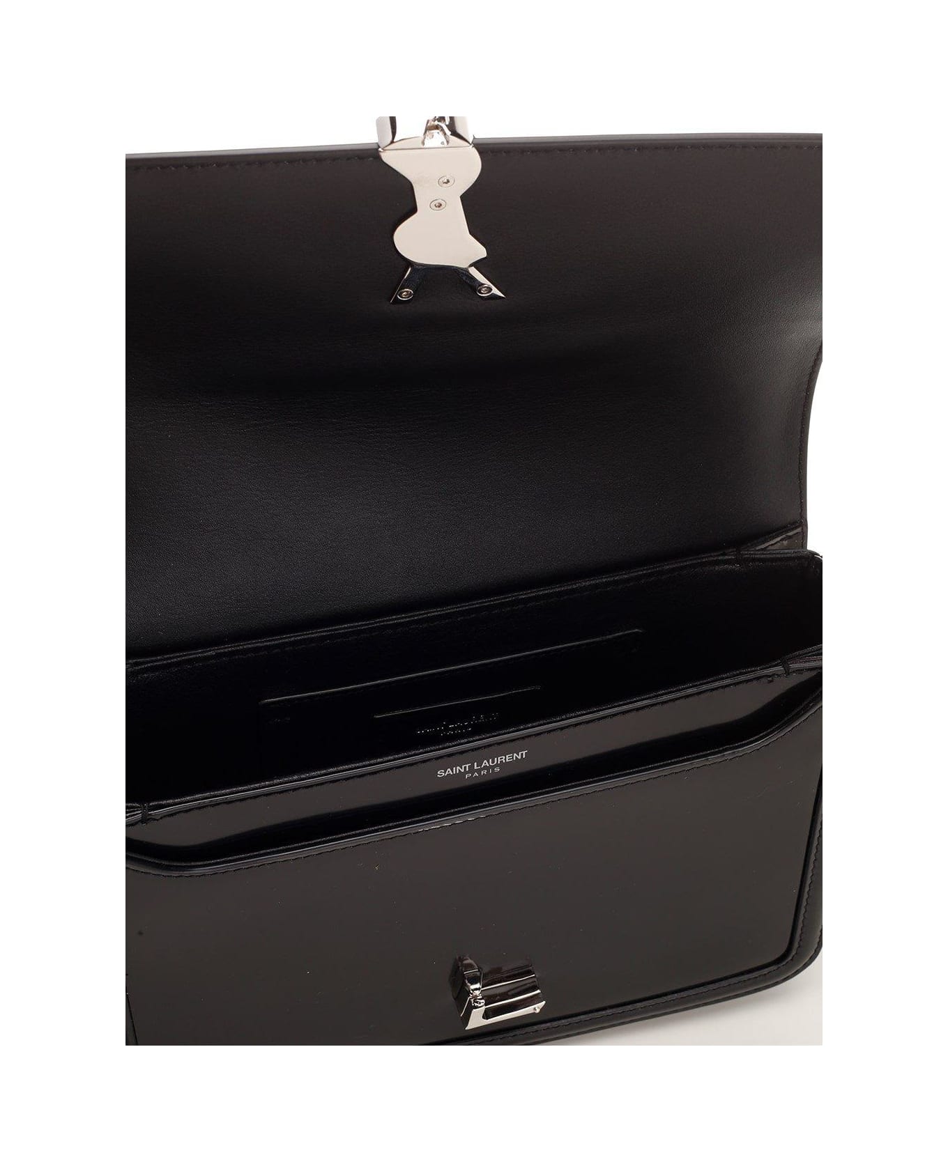 Saint Laurent Solferino Logo Plaque Shoulder Bag - Black