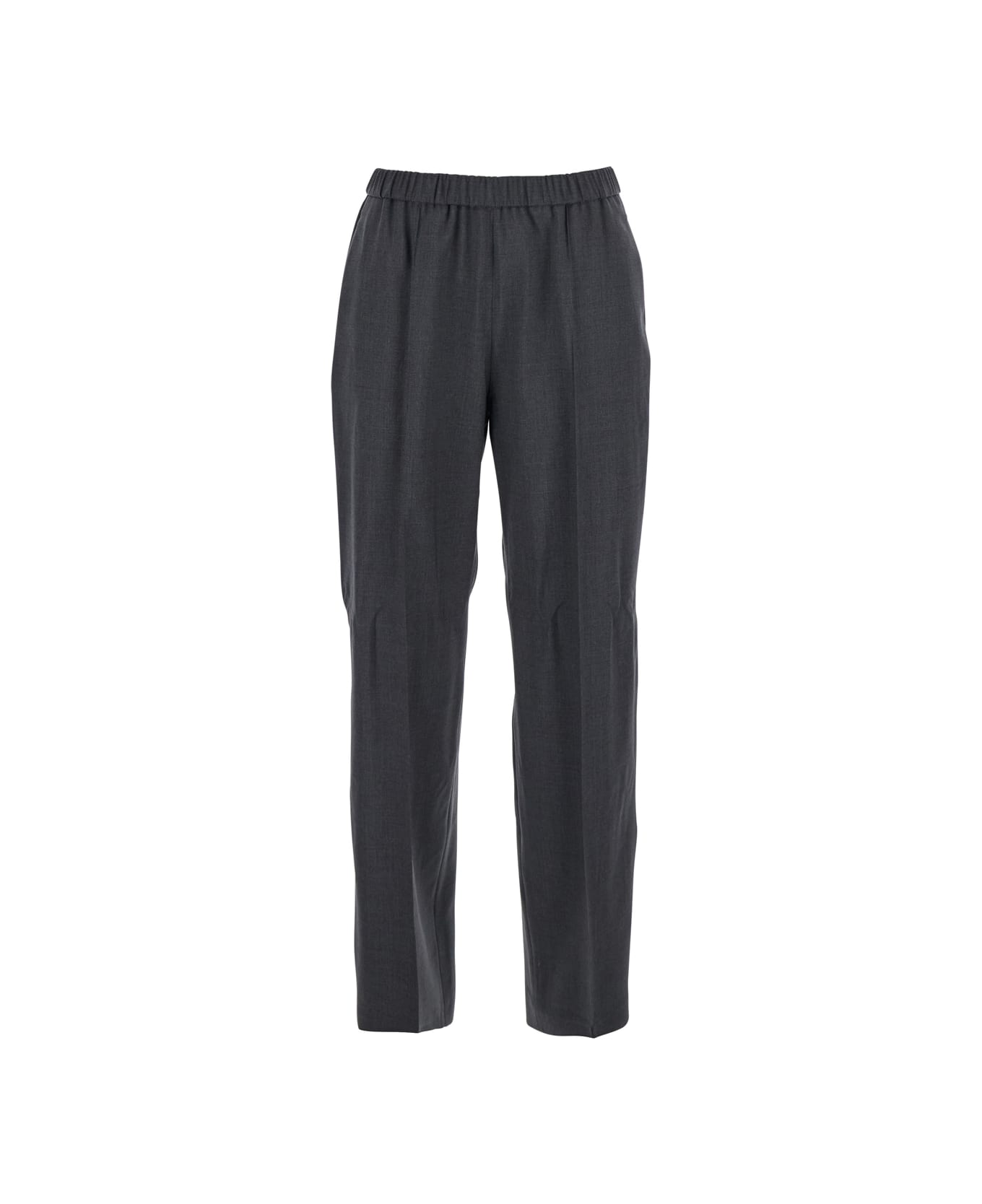 Fabiana Filippi Grey Trousers With Elastic Waist In Wool Blend Woman - ARDESIA