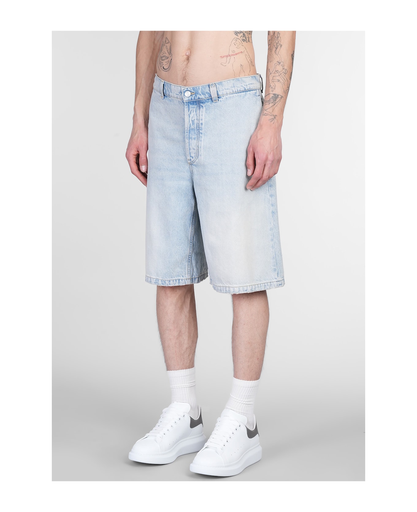 Alexander McQueen Shorts In Cyan Cotton - cyan