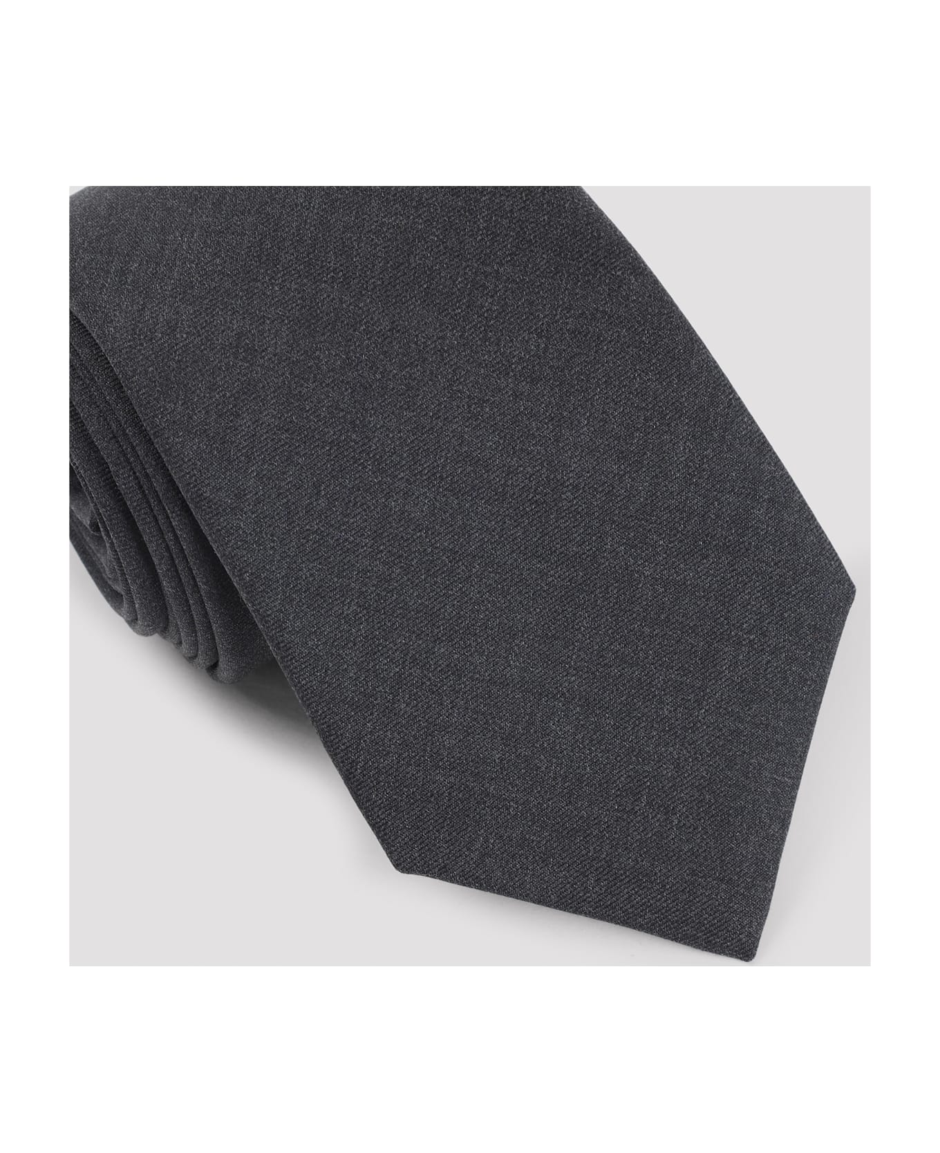Kiton Wool Tie - Dark Grey