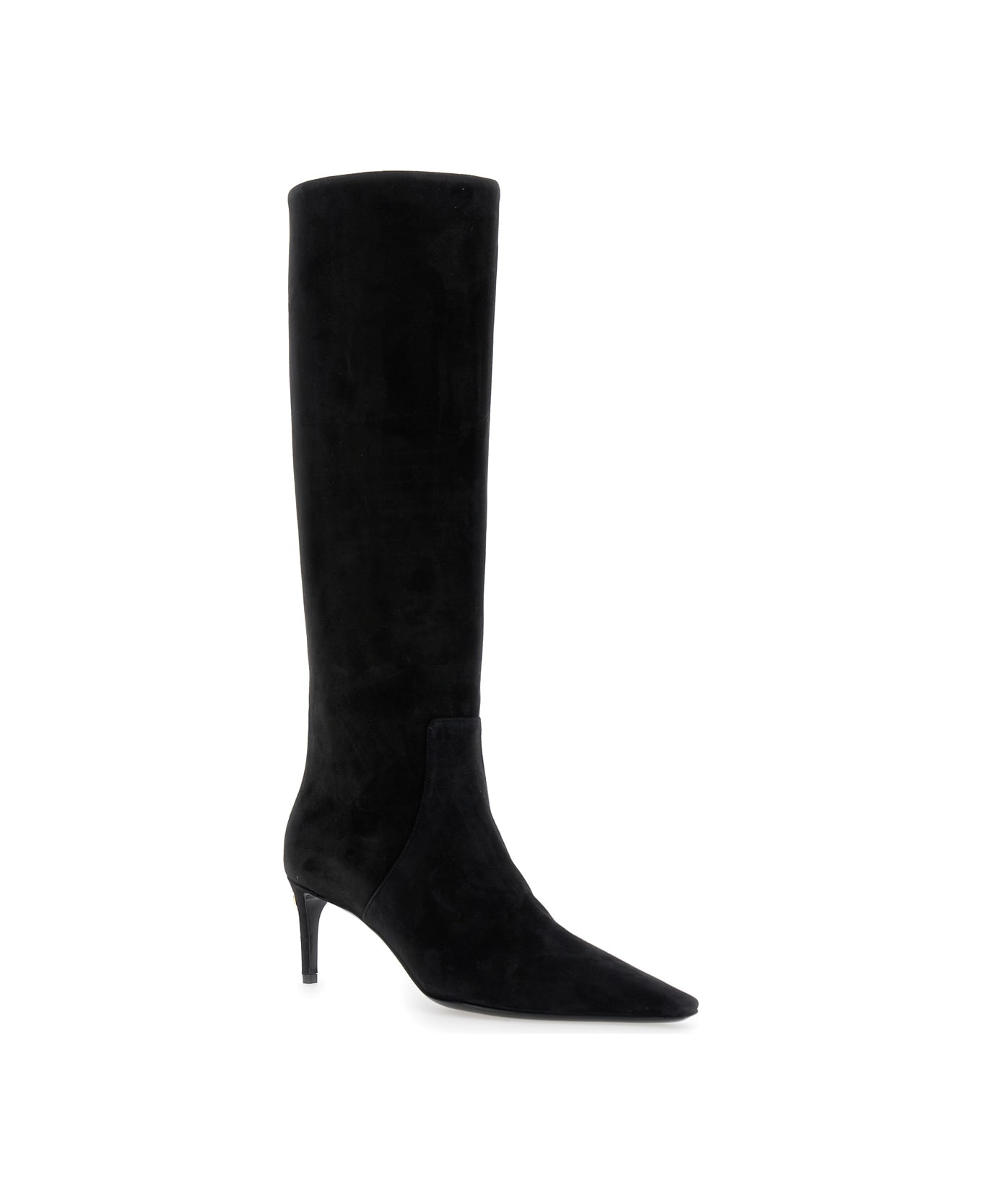 Dolce & Gabbana Black High Boots With Dg Logo In Suede Woman - Black
