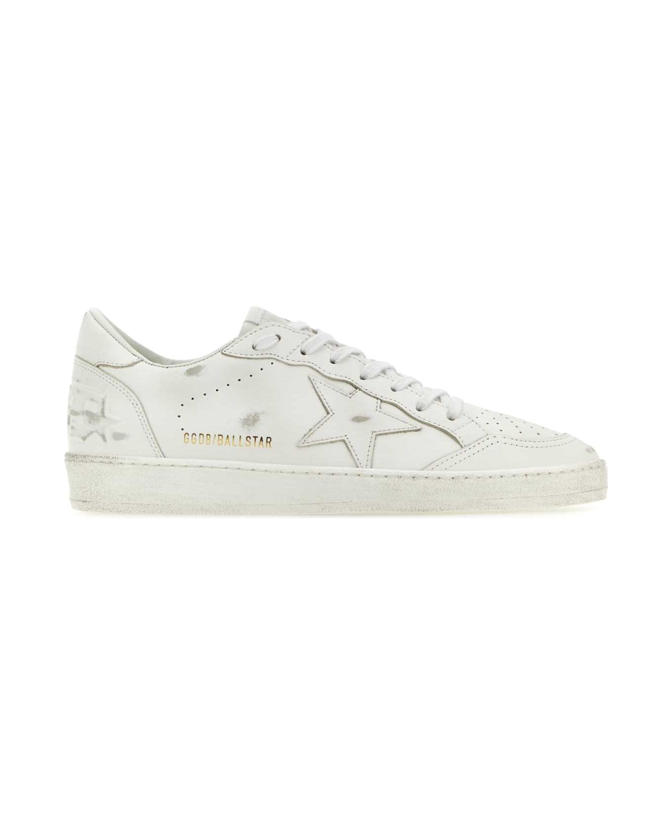 Golden Goose White Leather Ball Star Sneakers - OPTICWHITE