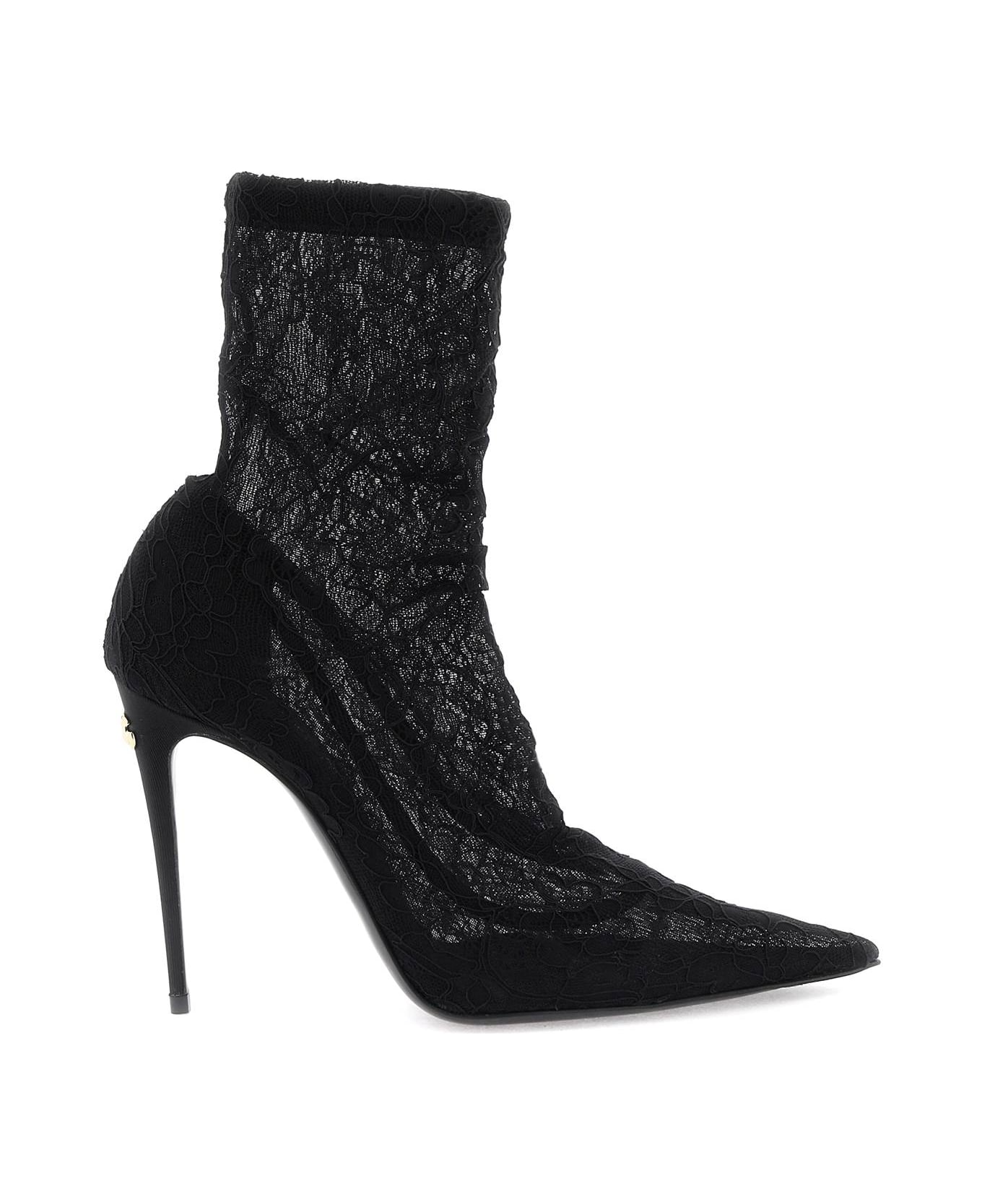Dolce & Gabbana Lace Ankle Boots - Black ブーツ