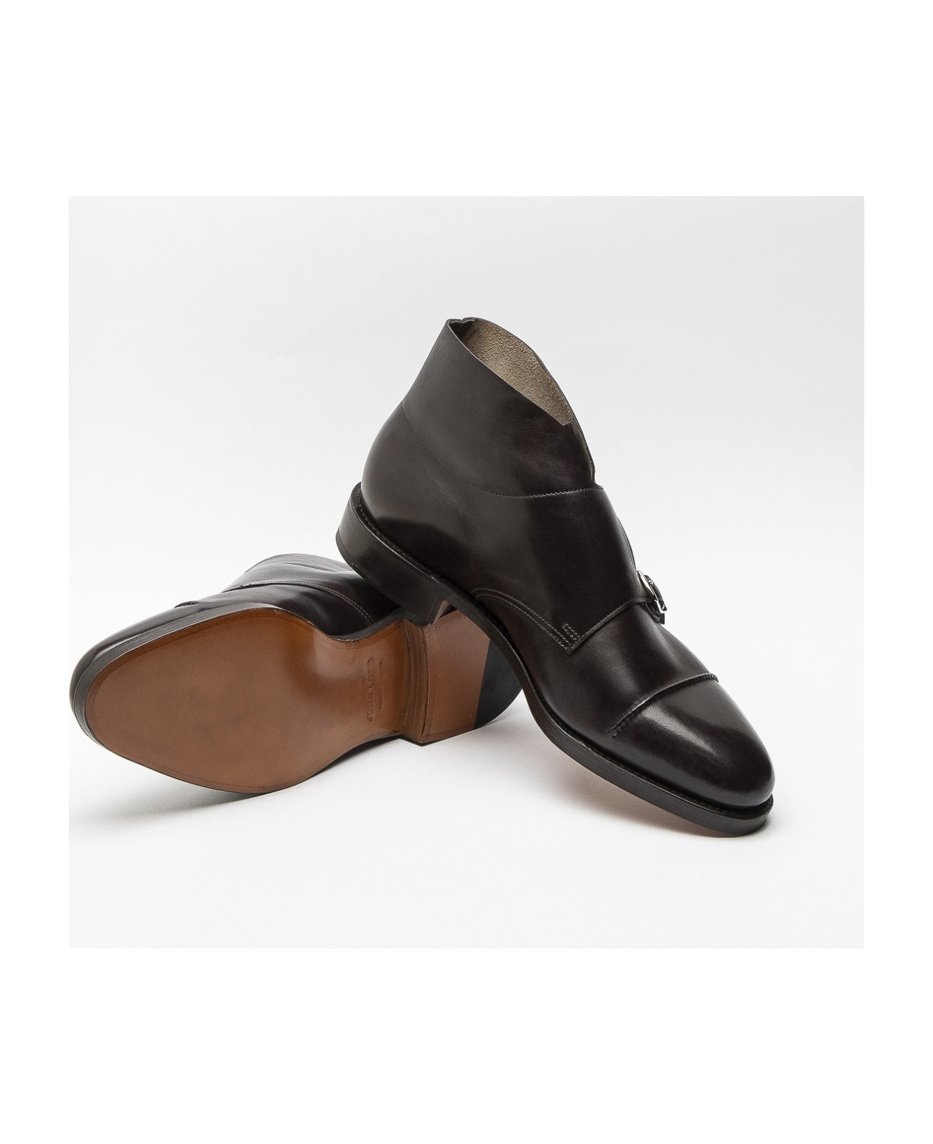 John Lobb Dark Brown Misty Calf Monk Strap Boot - Marrone