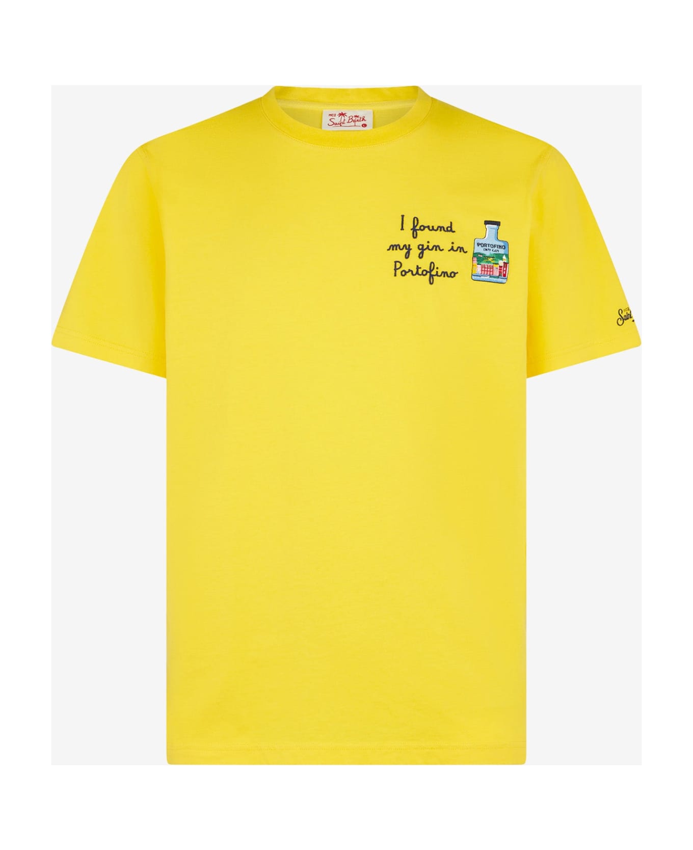 MC2 Saint Barth Man Cotton T-shirt With I Found My Gin In Portofino Embroidery | Portofino Dry Gin Special Edition - YELLOW