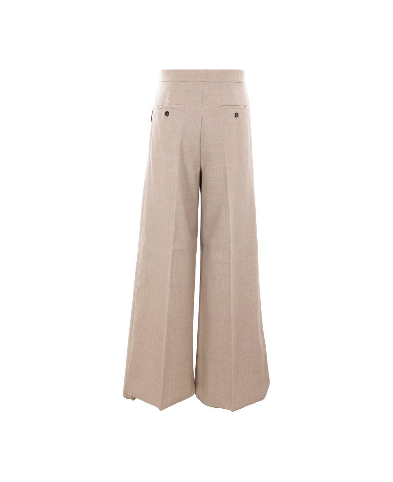Max Mara Button Detailed Wide Leg Trousers Max Mara - Beige