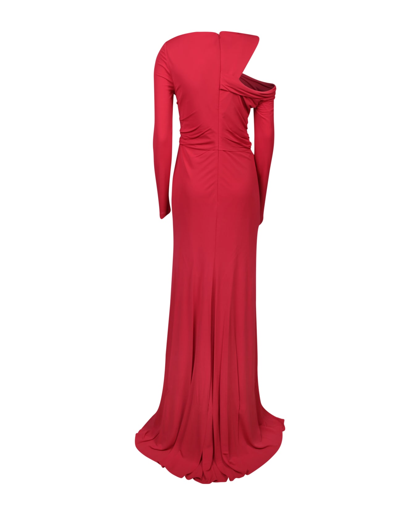 Alexander McQueen Ruched Red Dress - Red ワンピース＆ドレス