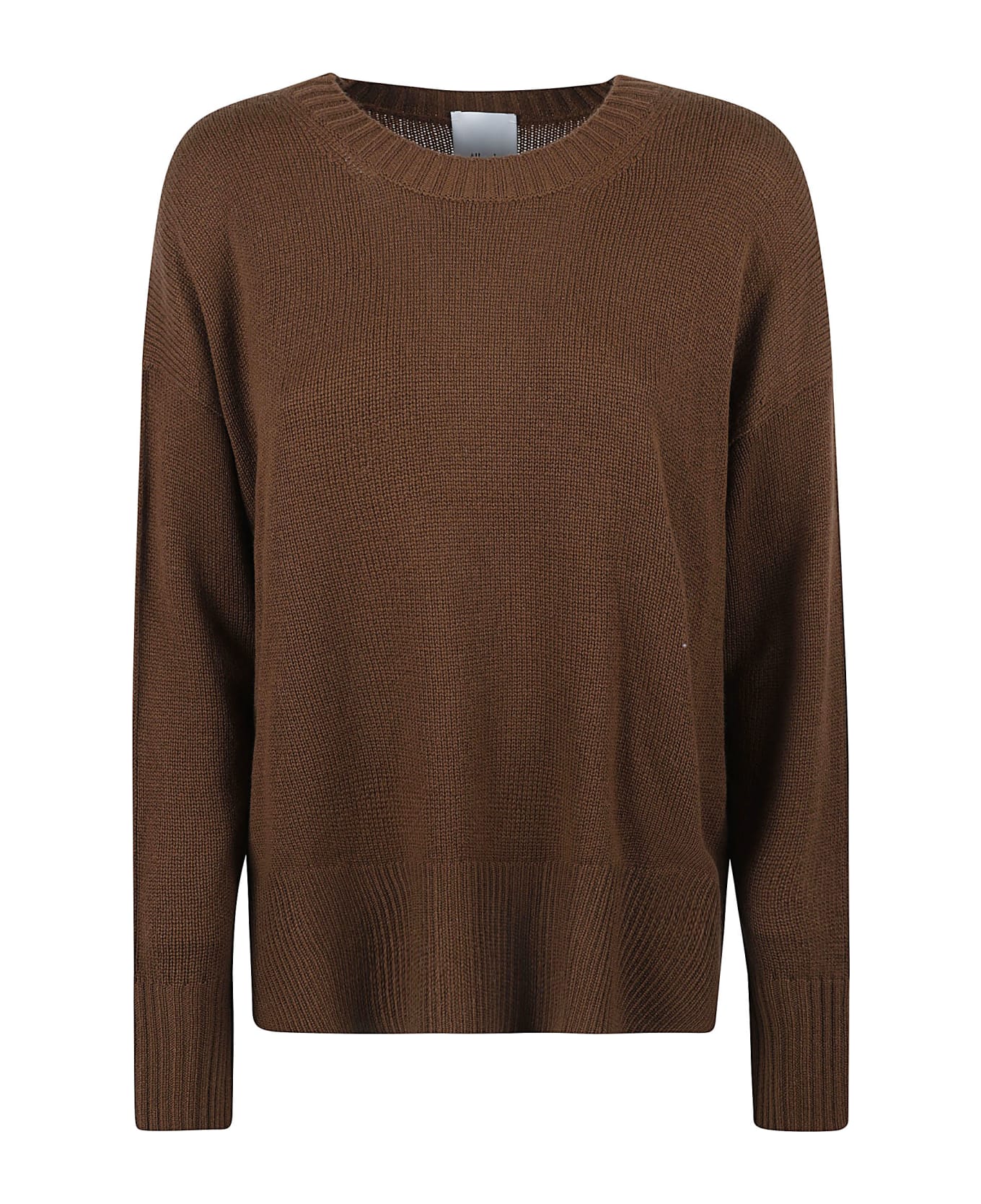 Allude Loose Fit Side Slit Knit Sweater - Brown