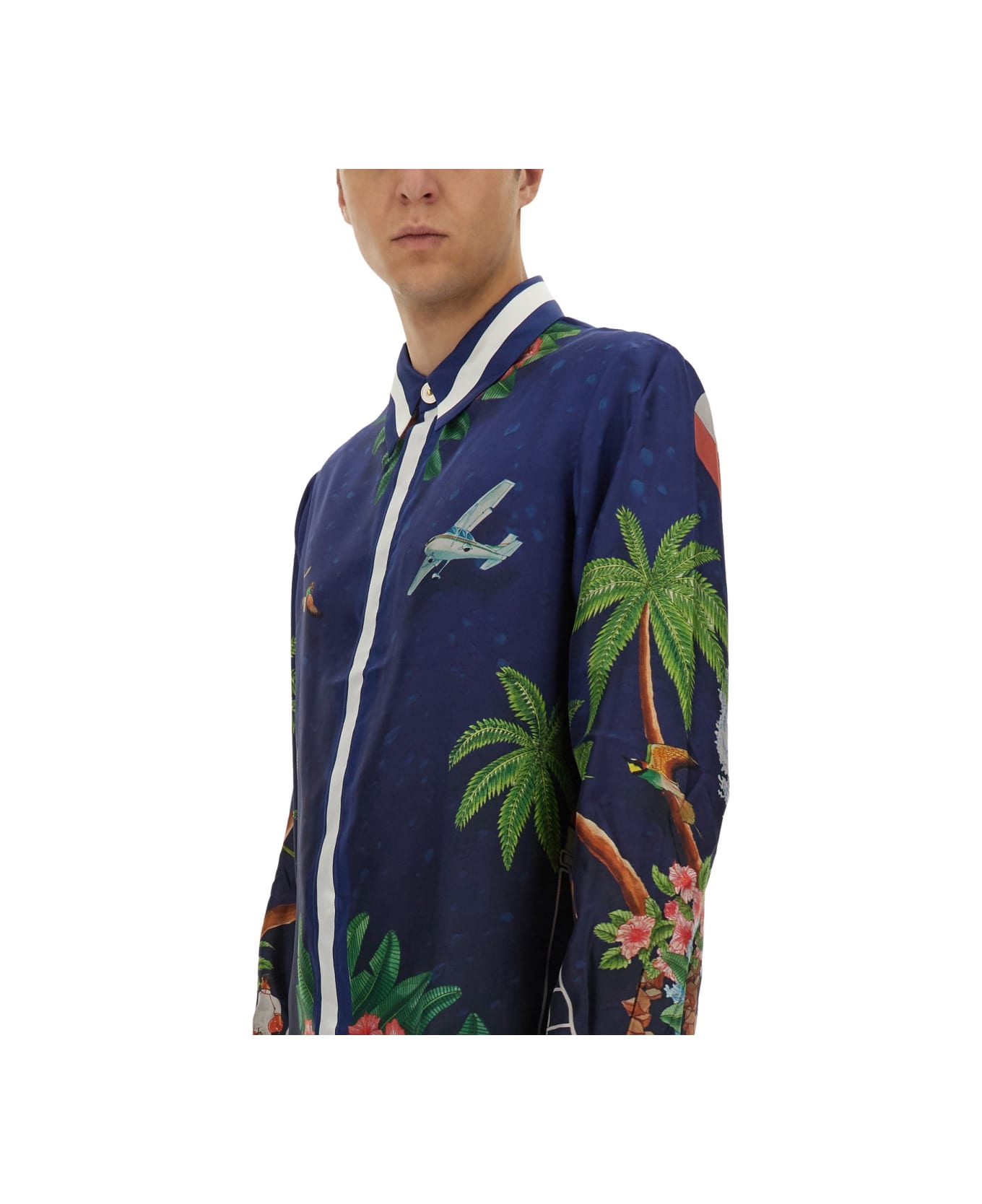 Casablanca "surf Club Midnight" Print Shirt - BLUE