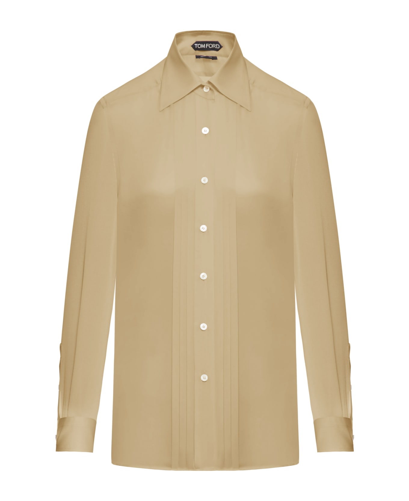 Tom Ford Light Charmeuse Silk Shirt - Soft Beige