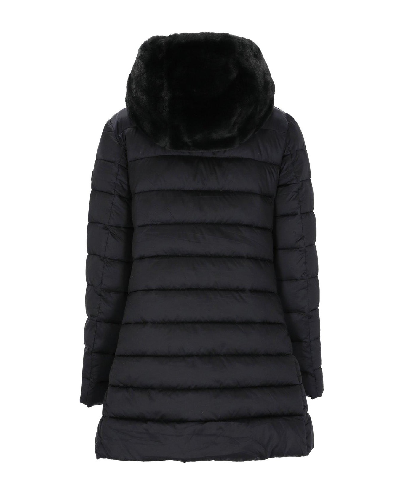 Save the Duck High Neck Hooded Coat - Black