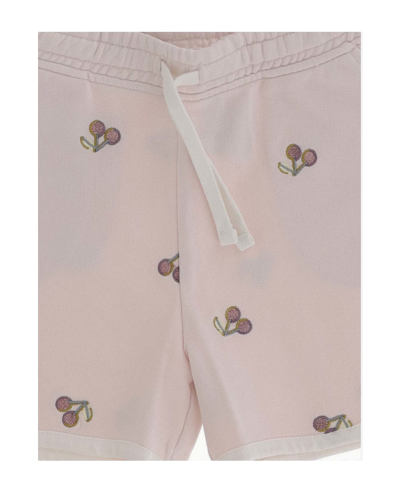 Bonpoint Cotton Shorts With Cherries Pattern - Pink