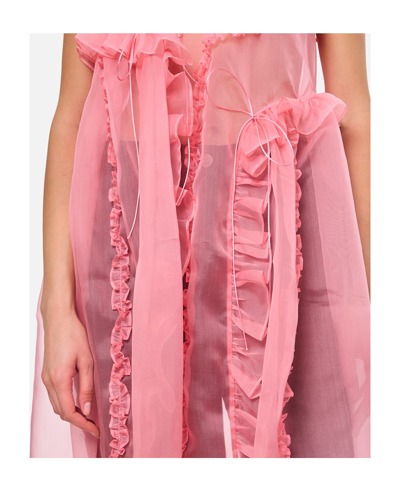 Cecilie Bahnsen Opal Ruffle Silk Satin Dress - Pink