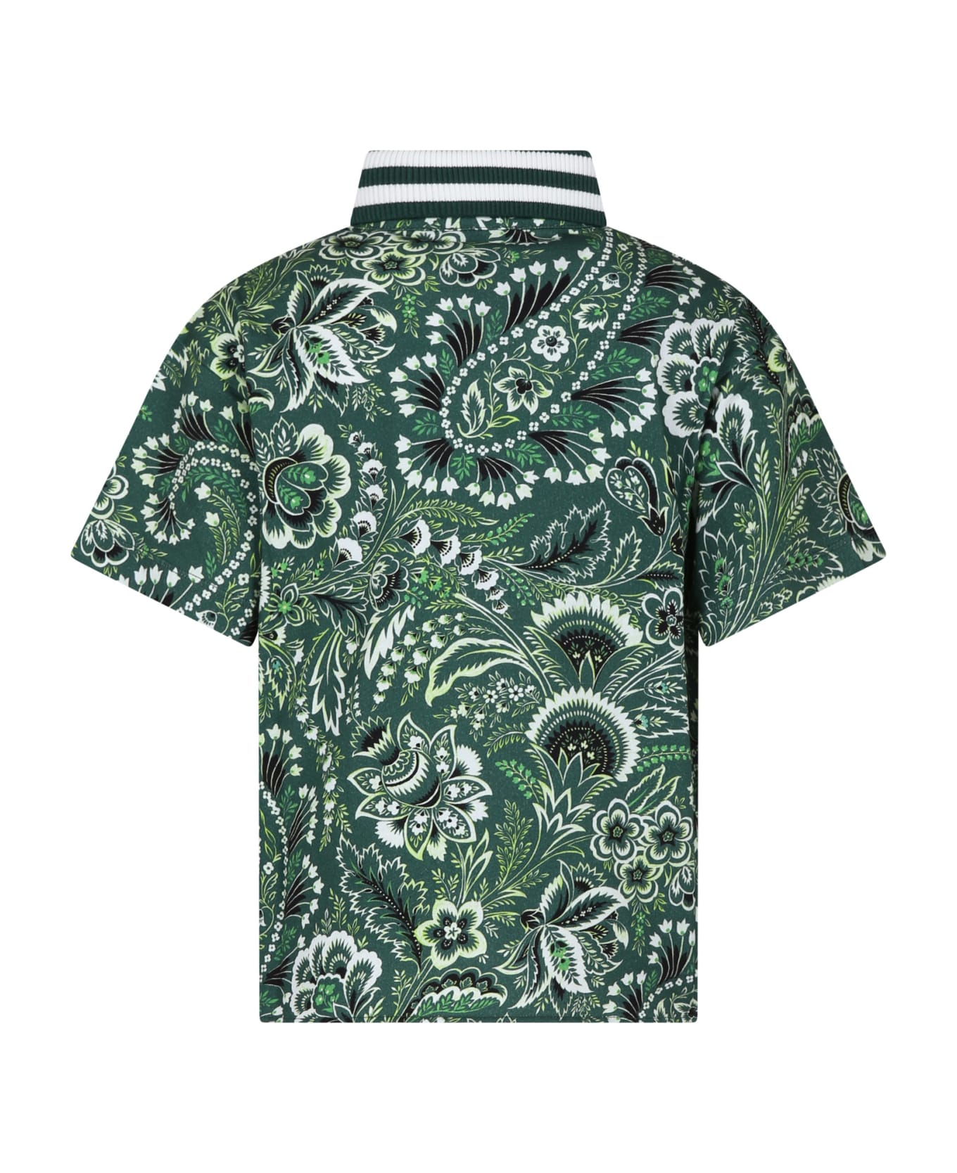 Etro Green Polo Shirt For Boy With Paisley Pattern - Av
