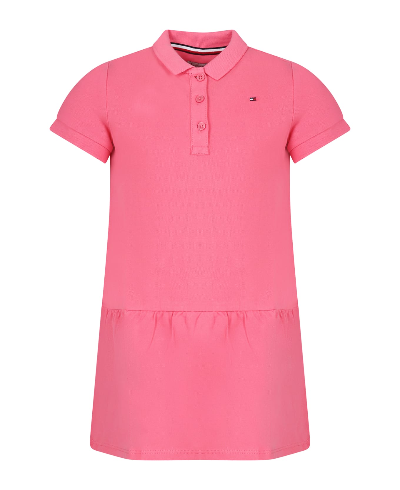 Tommy Hilfiger Fuchsia Dress For Girl With Embroidery - Fuchsia ワンピース＆ドレス