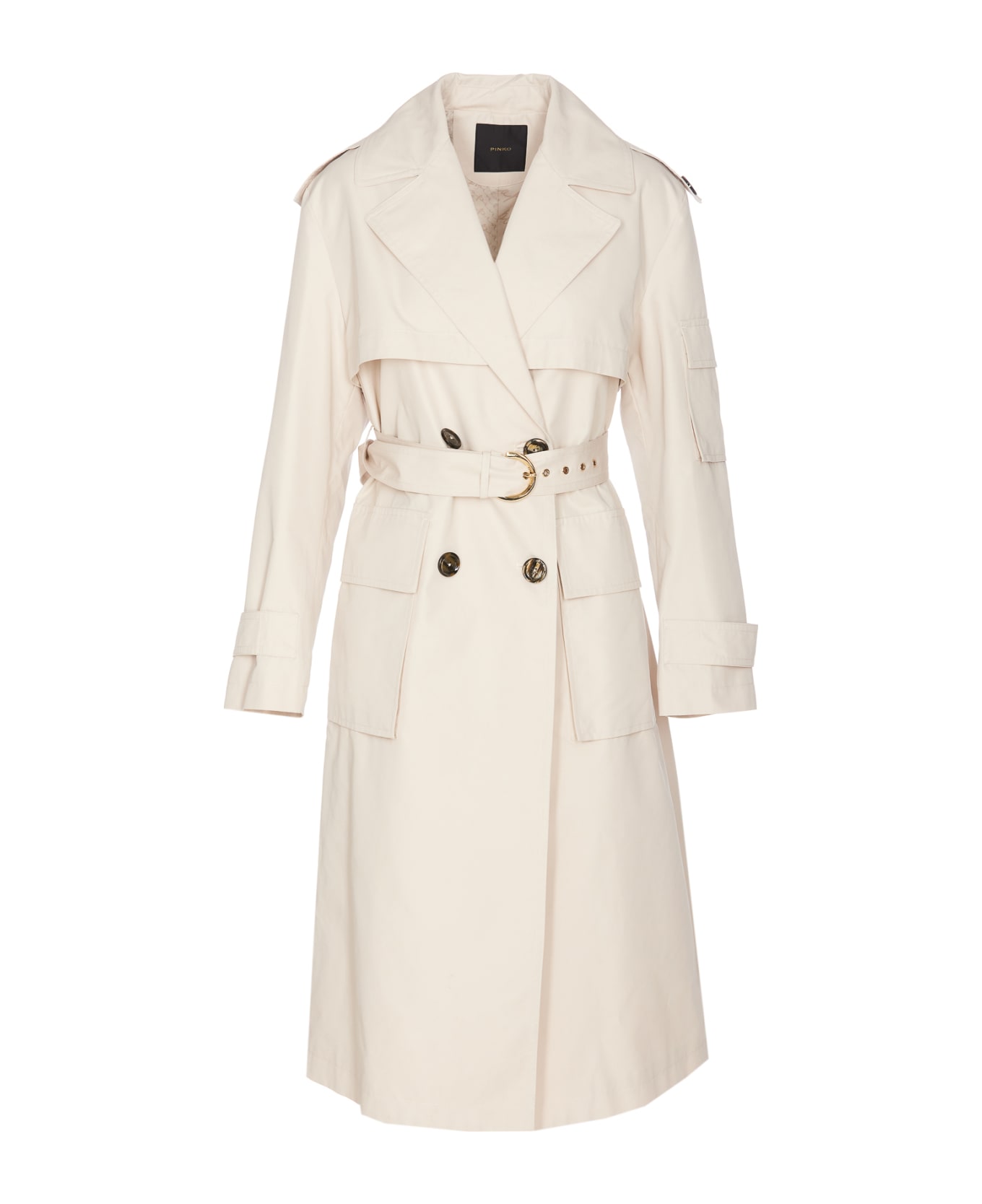 Pinko Belted Double-breasted Trench Coat - Beige