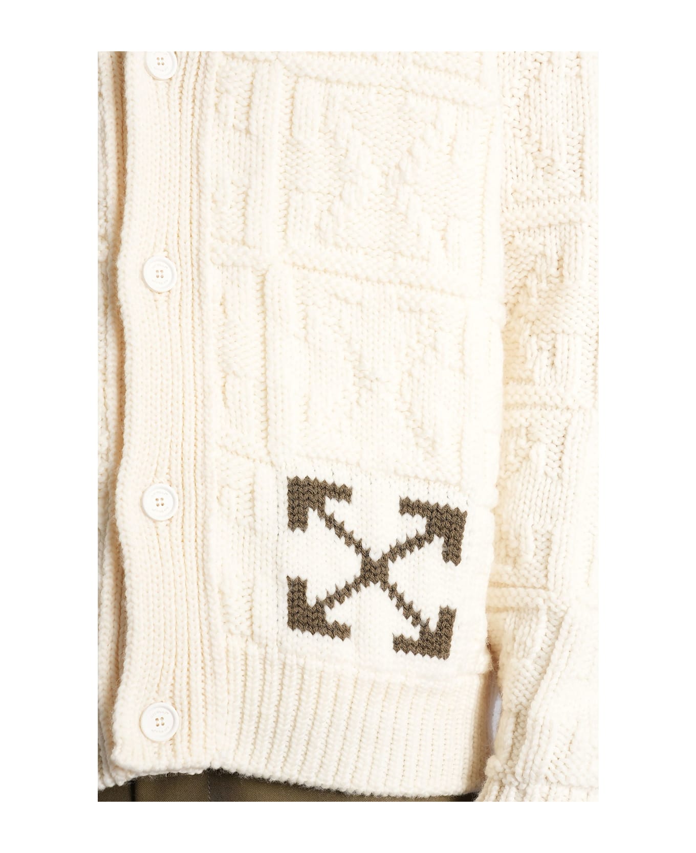 Off-White Cardigan In Beige Wool - beige