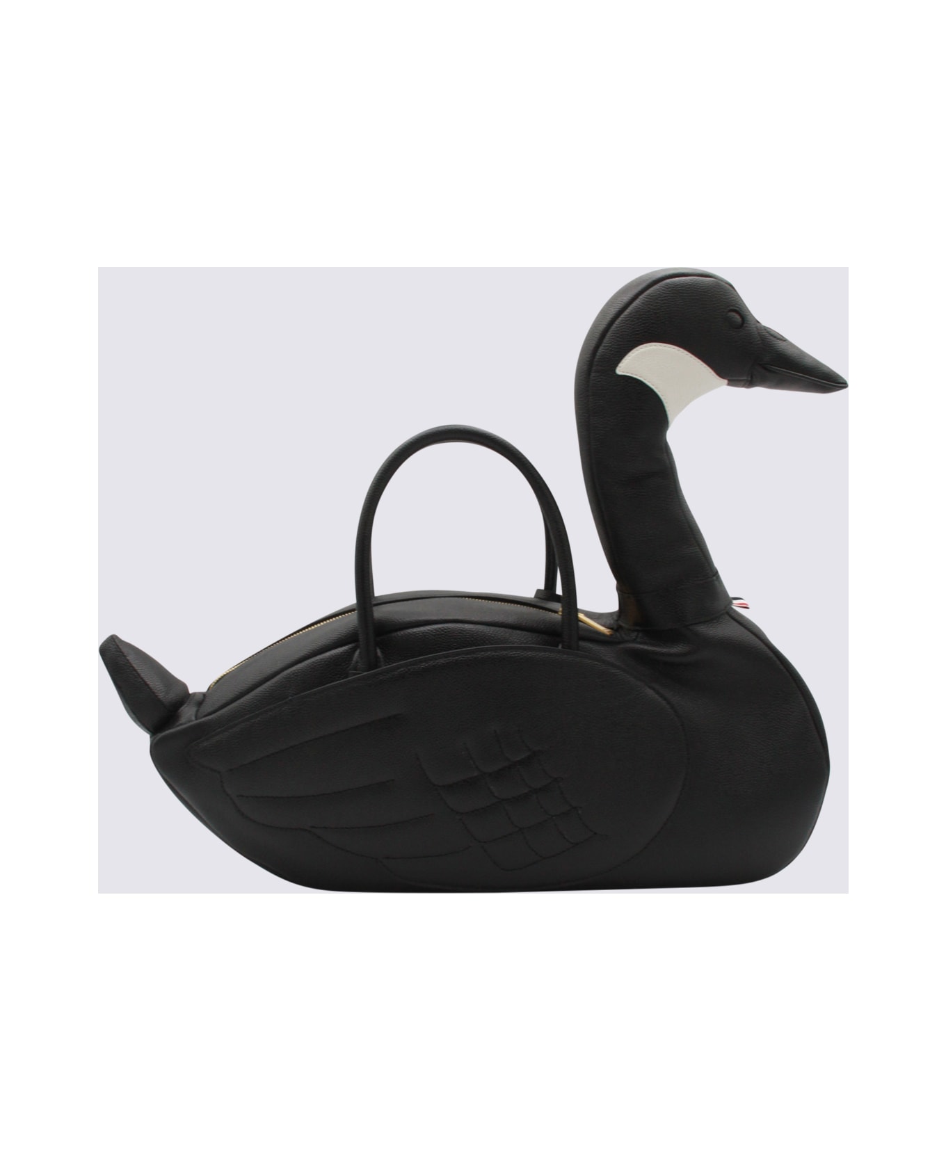 Thom Browne Black Leather Goose Top Handle Bag - Black