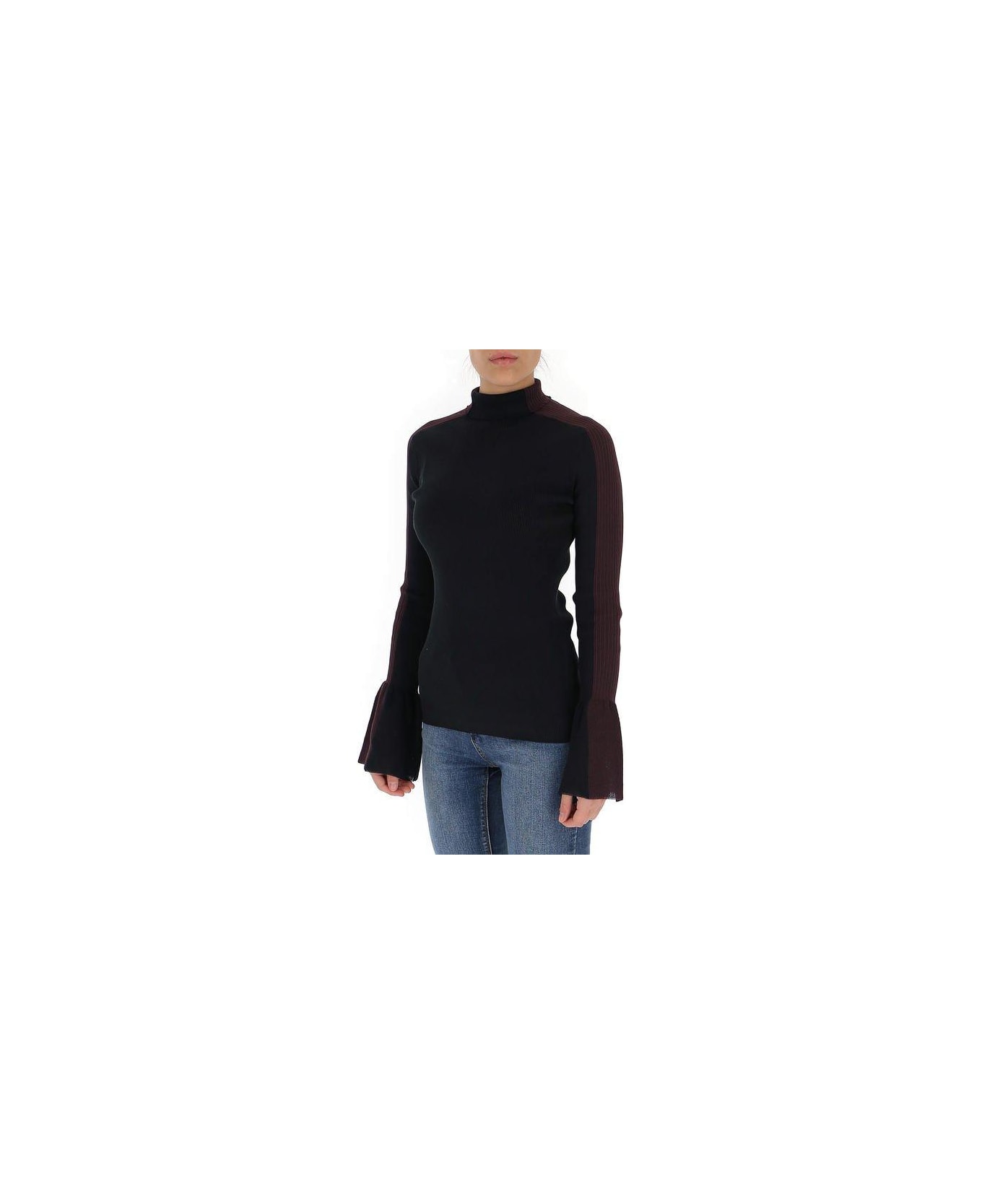 Moncler 1952 High Neck Contrast Trim Sweater - Black