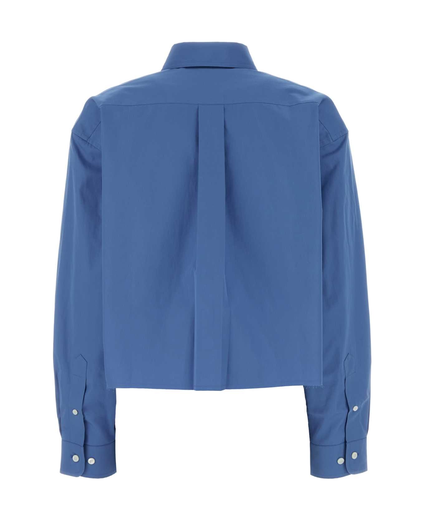 Miu Miu Cerulean Blue Poplin Oversize Shirt - PERVINCA