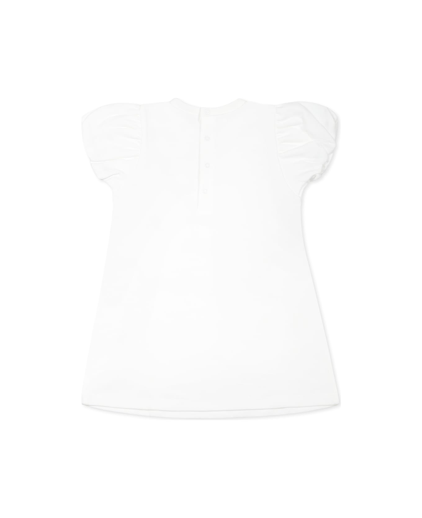 Marc Jacobs White Dress For Baby Girl With Bag Print - White
