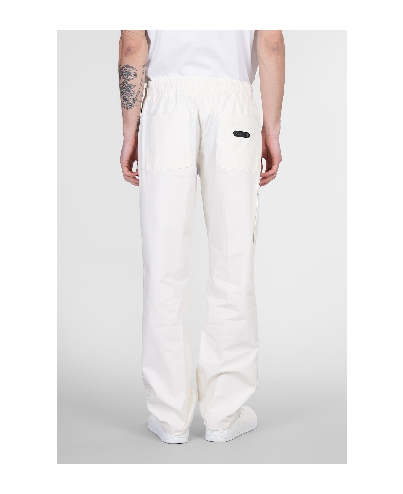 Pants In White Cotton - Thumbnail 4