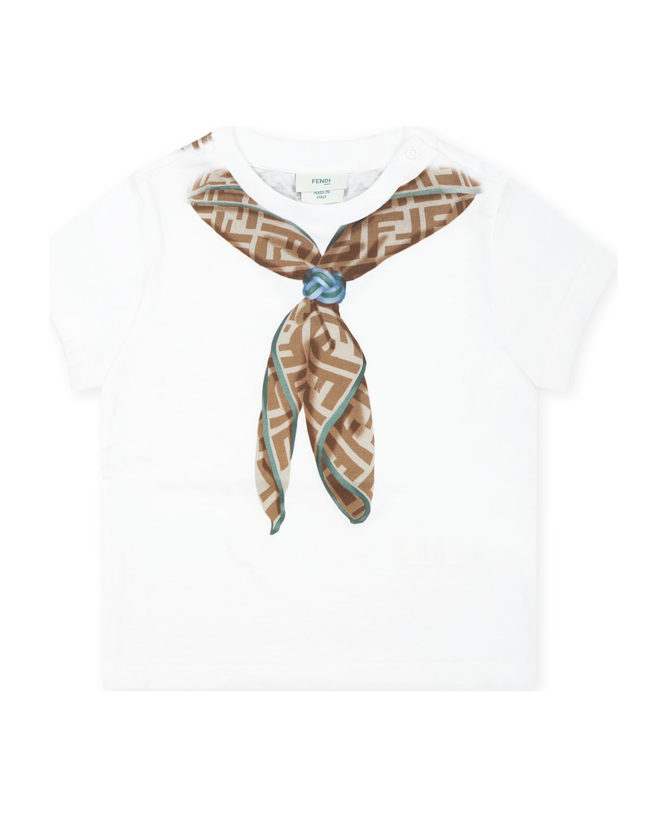 Fendi White T-shirt For Bbay Boy With Ff - White