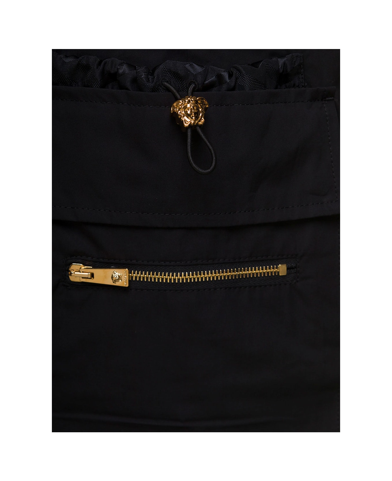Versace Black Cargo Pants With Drawstring In Cotton Woman - Black