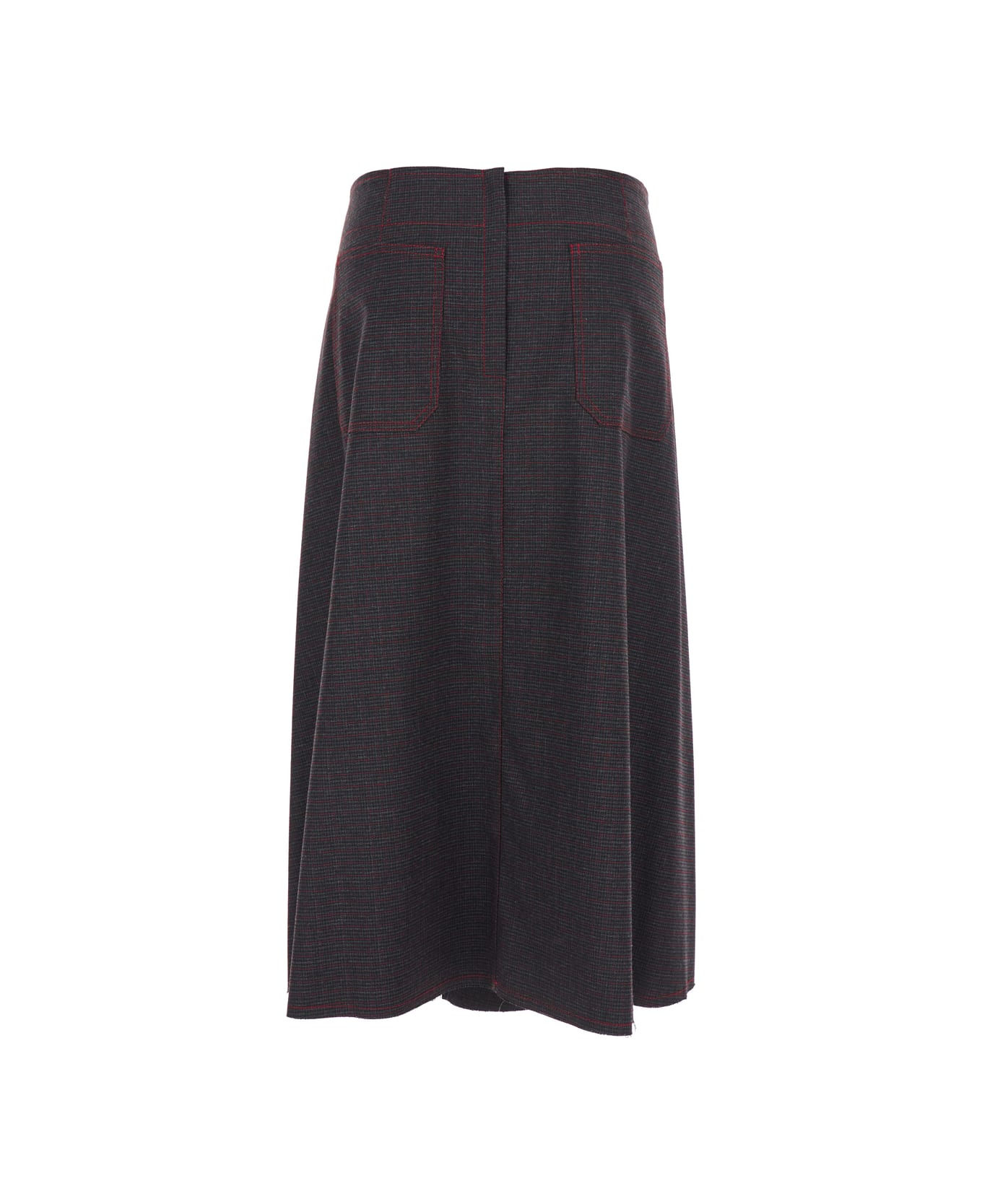 Merci Blue Skirt With Contrasting Stitching And Concealed Closure In Fabric Woman - Blu