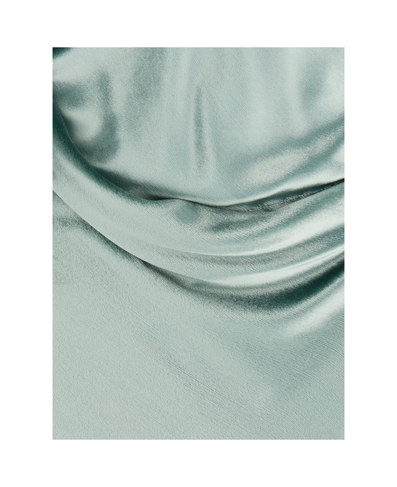 Alberta Ferretti Green Long Dress With Draped Details And Long Sleeves In Glossy Satin Woman - MULTICOLOUR