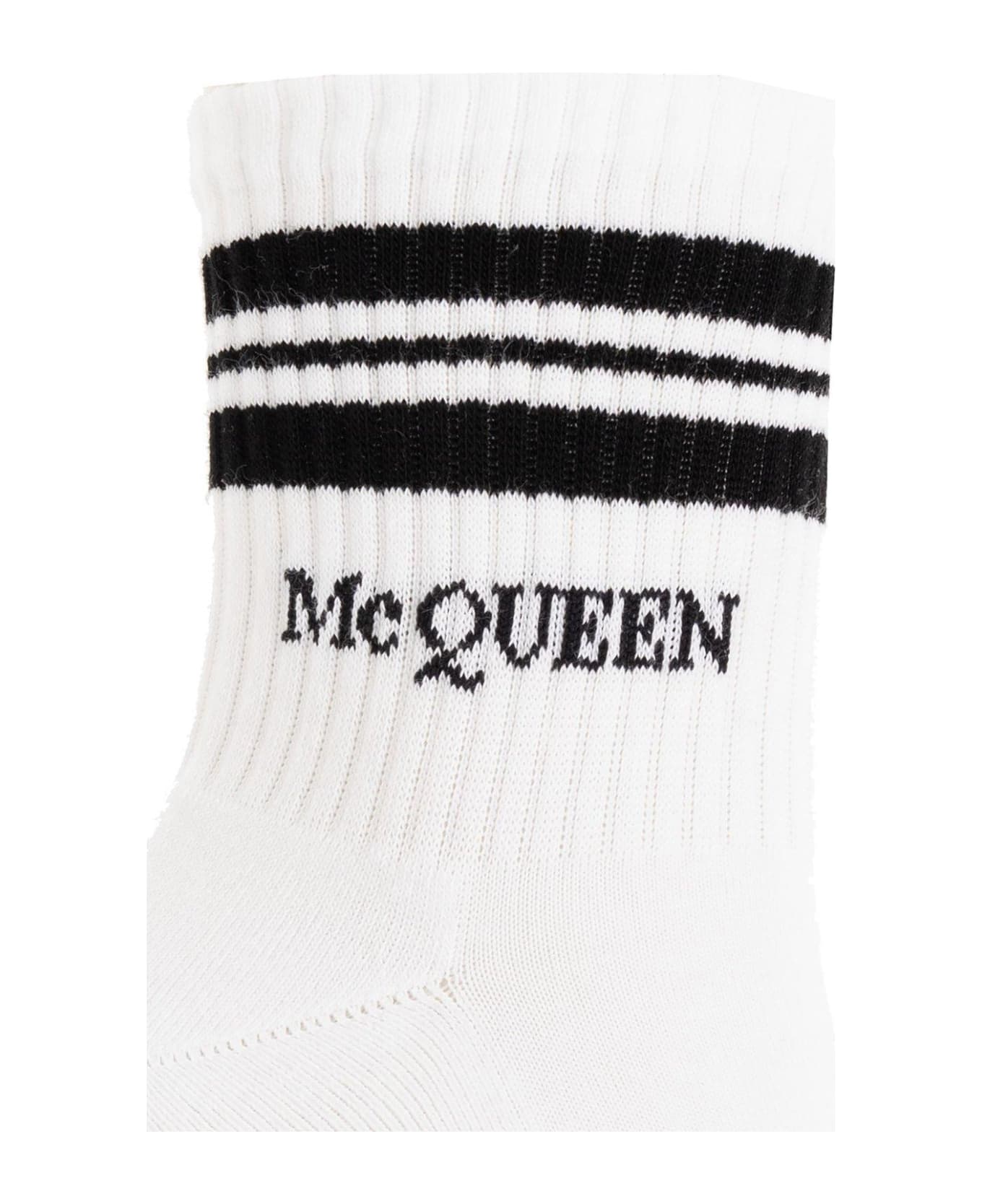 Alexander McQueen Logo Intarsia-knit Socks - Bianco