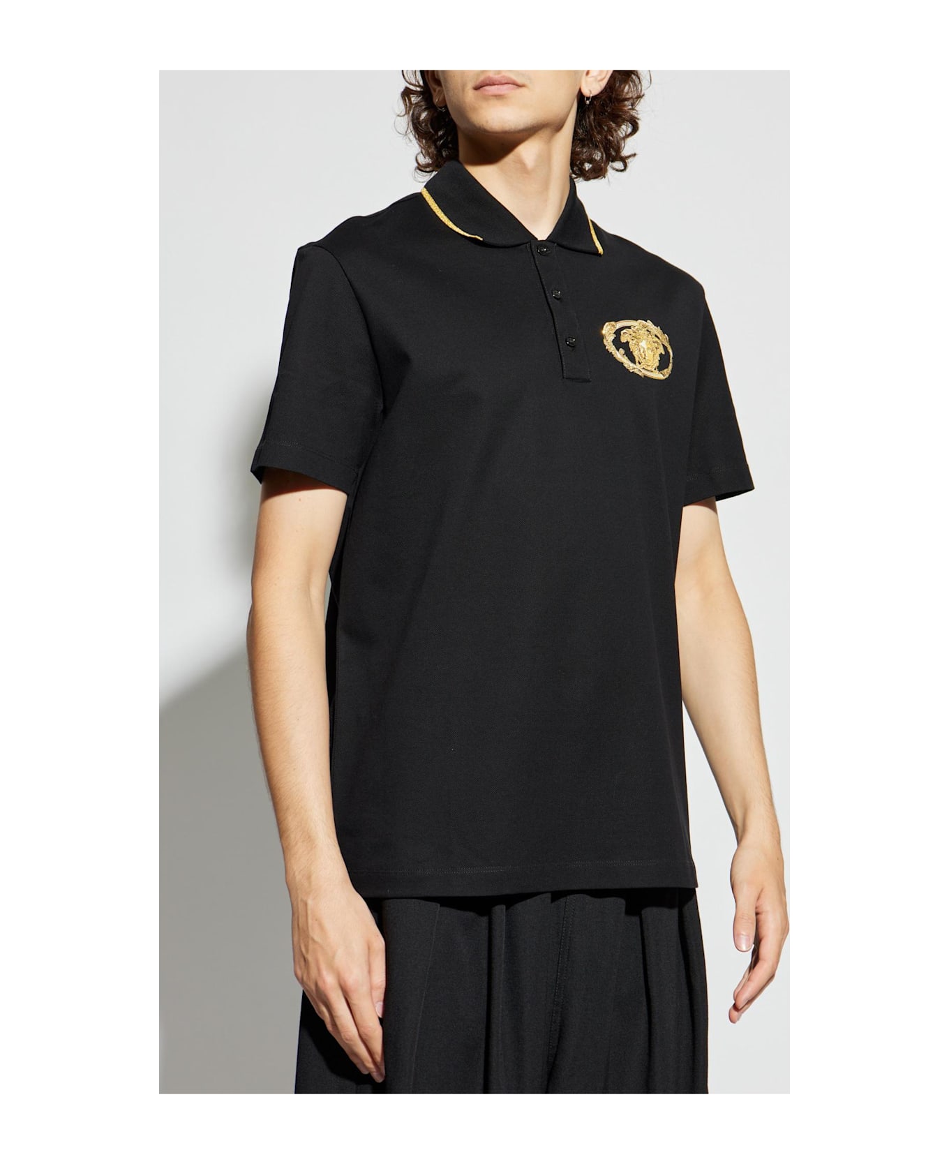 Versace Polo With Logo - BLACK