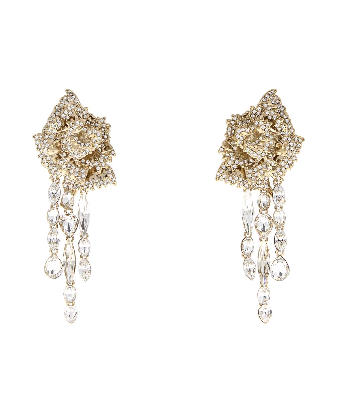 Alexander McQueen Embellished Metal Garofano Earrings - 0953+CRYSTALSTRASS
