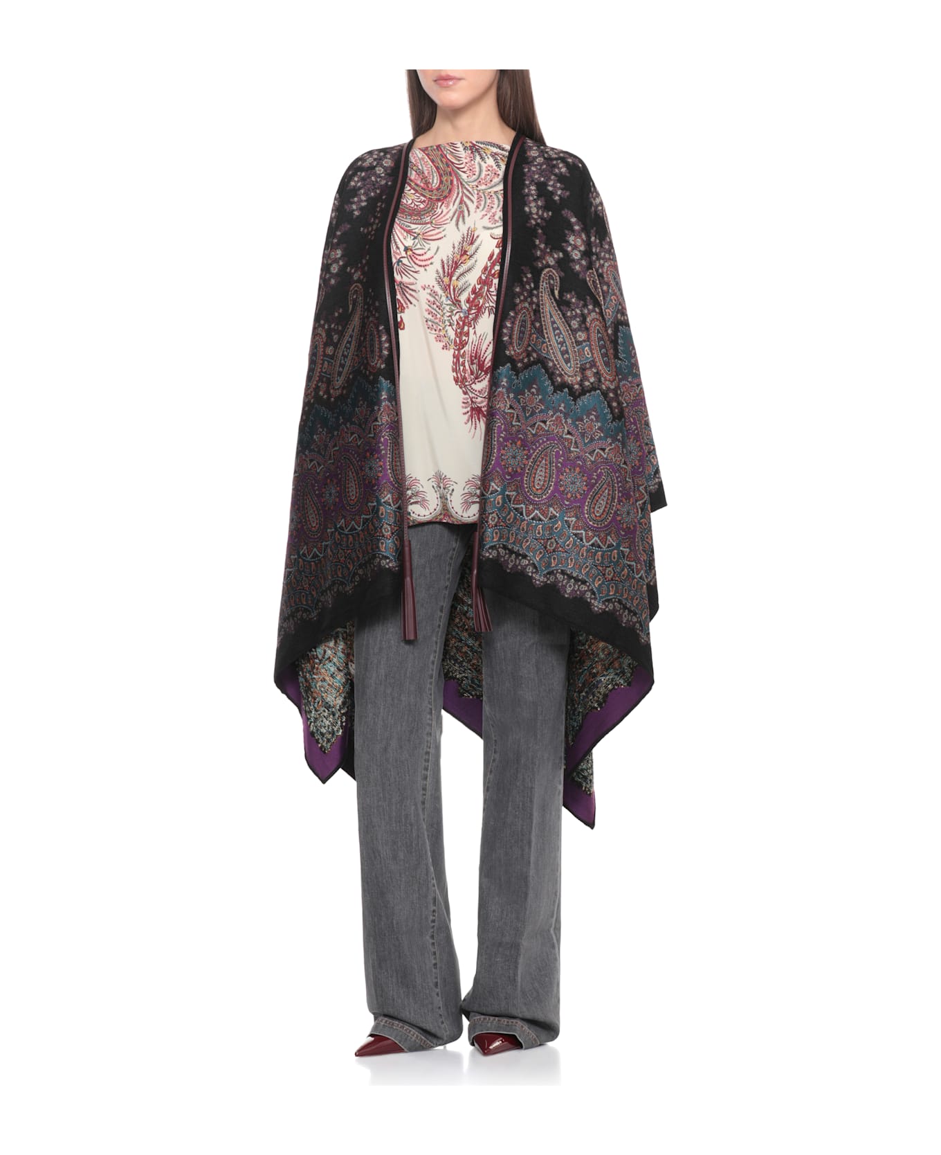 Etro Silk Poncho Top - MULTICOLOUR