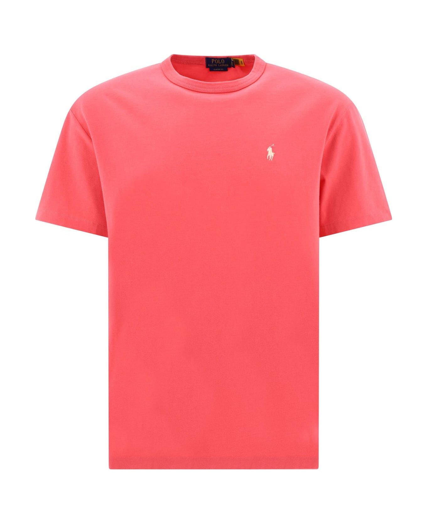 Ralph Lauren Logo-embroidered Crewneck T-shirt - PALE RED シャツ
