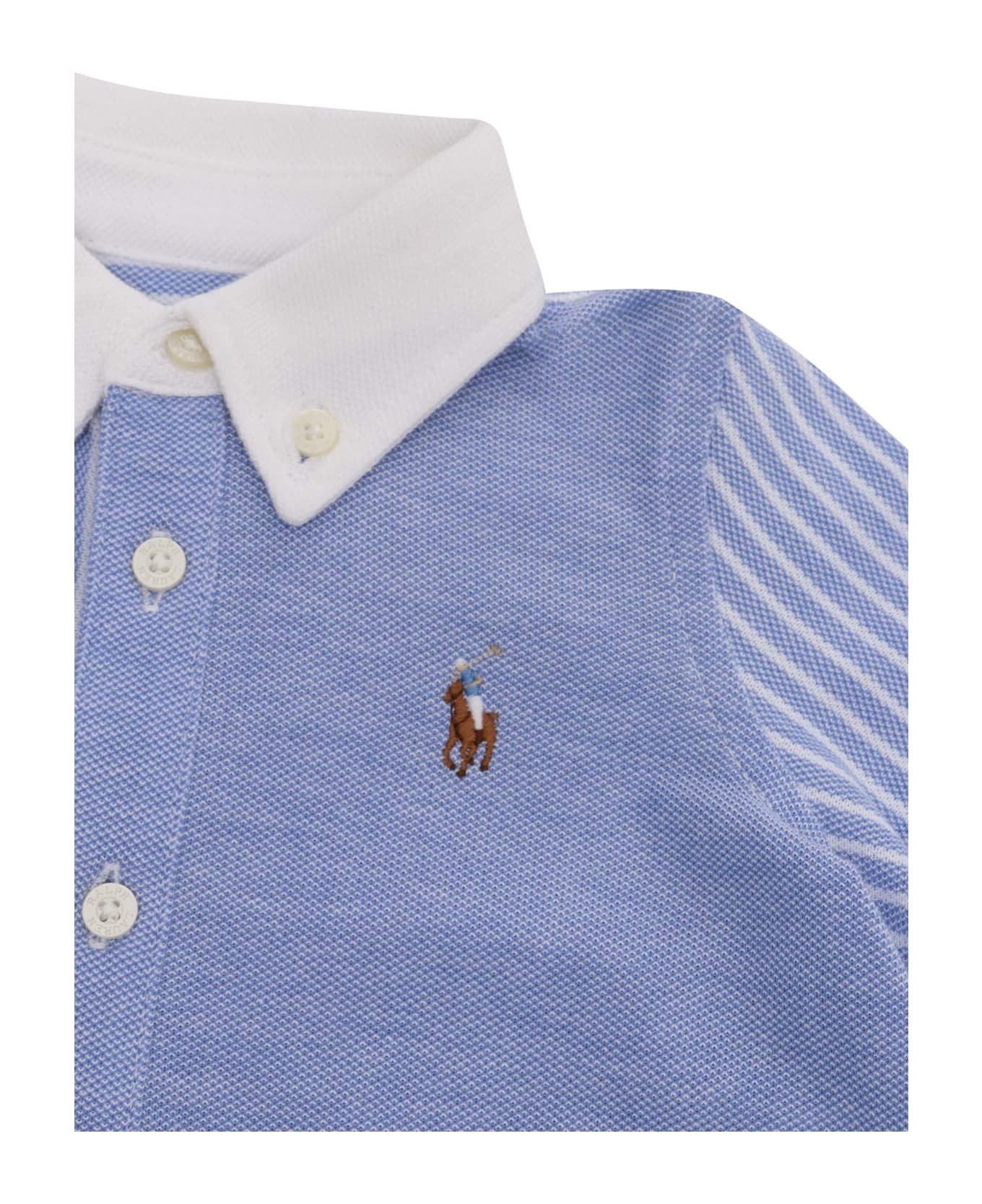 Polo Ralph Lauren Striped Shirtdress Romper - BLUE ボディスーツ＆セットアップ