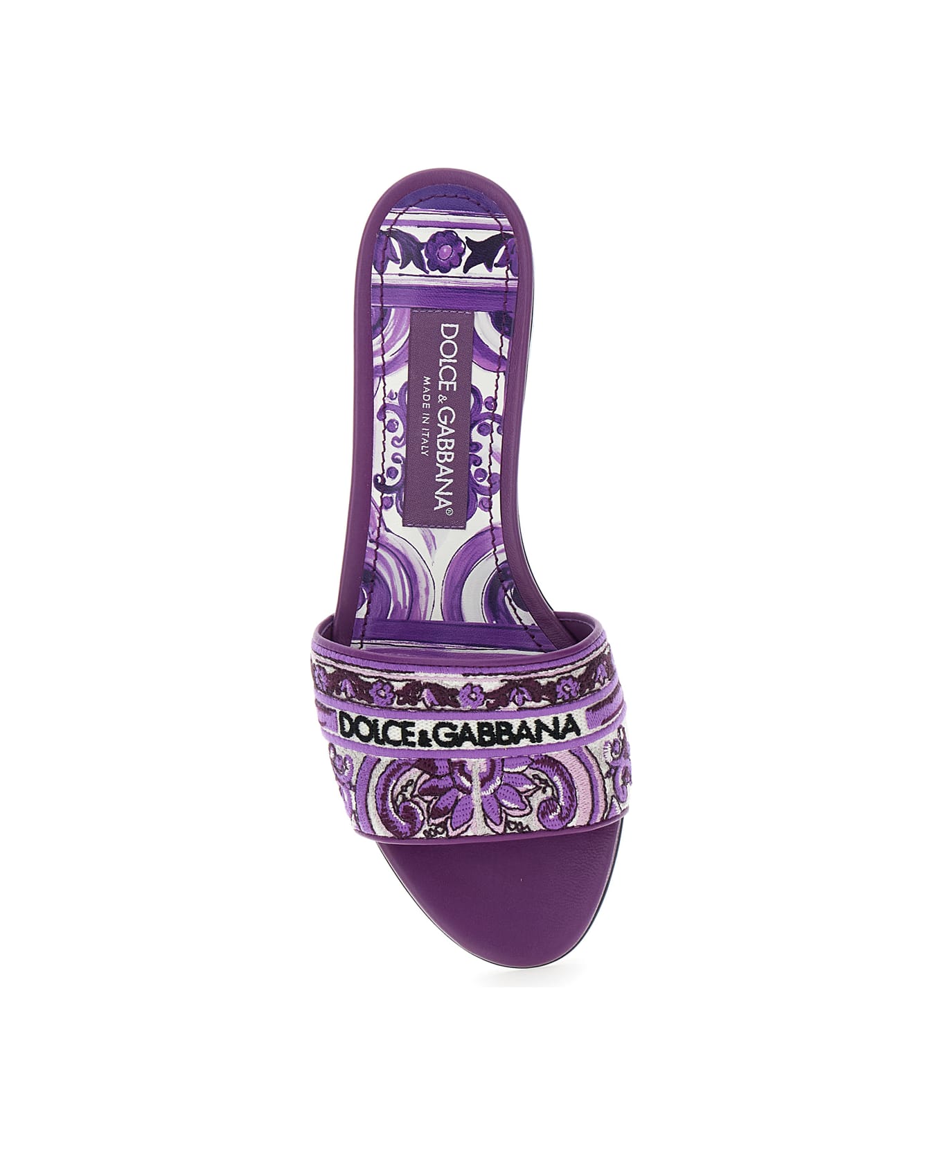 Dolce 
Gabbana 
maiolica
 Embroidery Slides - Violet