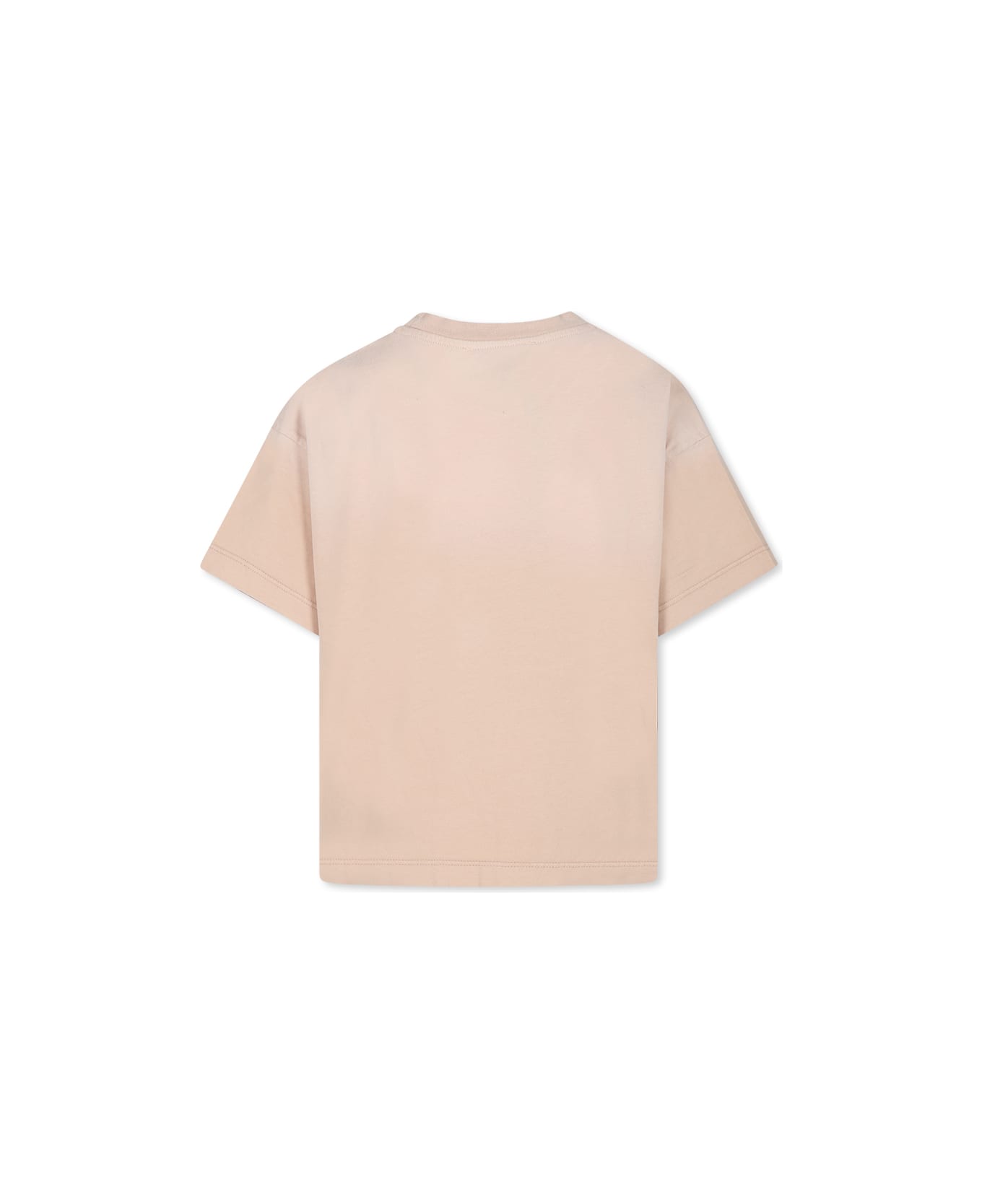 MSGM Beige T-shirt For Girl With Logo - Beige