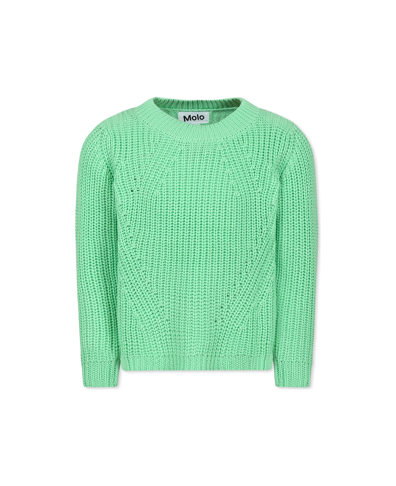 Molo Green Sweater Pour Fille Avec Logo - Green